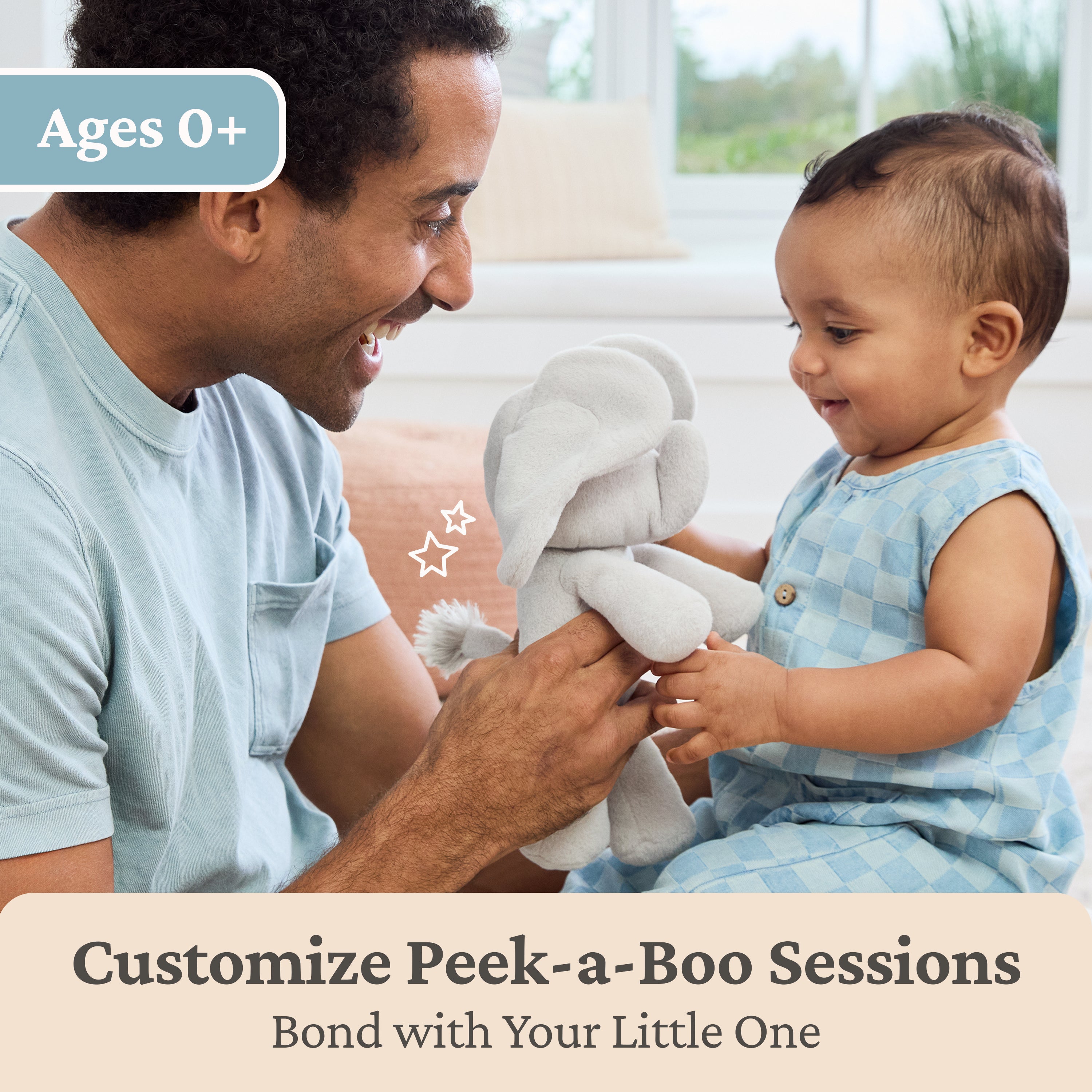 GUND Baby Peek-a-Boo Flappy Elephant Plush, Elephant Stuffed Animal, Baby Toy for Ages 0 and Up, Gray, 7" Batteries Not Required