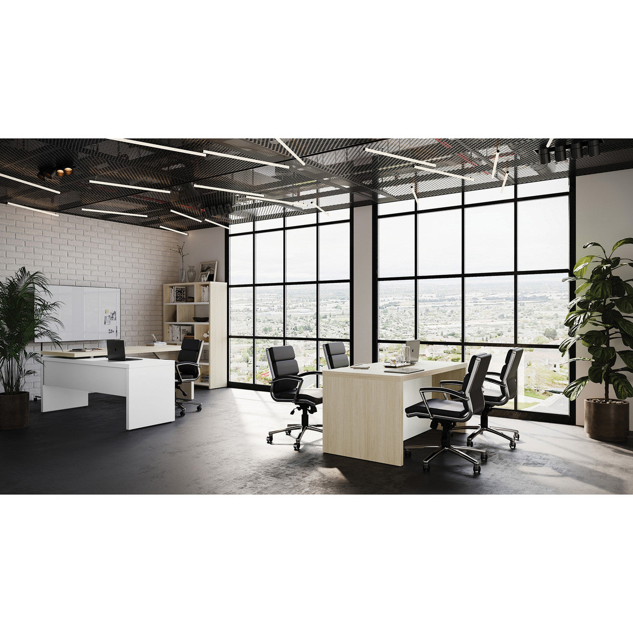 OfficeSource Lucca Collection 5 Shelf Bookcase - Cypress/Pearl