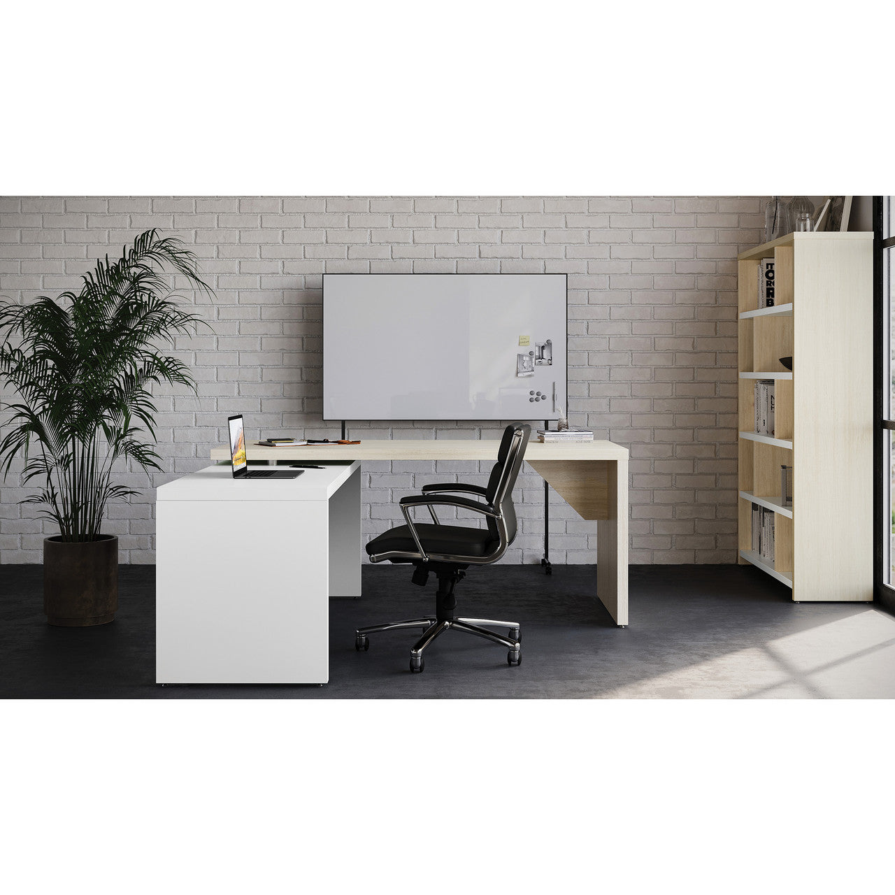 OfficeSource Lucca Collection 5 Shelf Bookcase - Cypress/Pearl