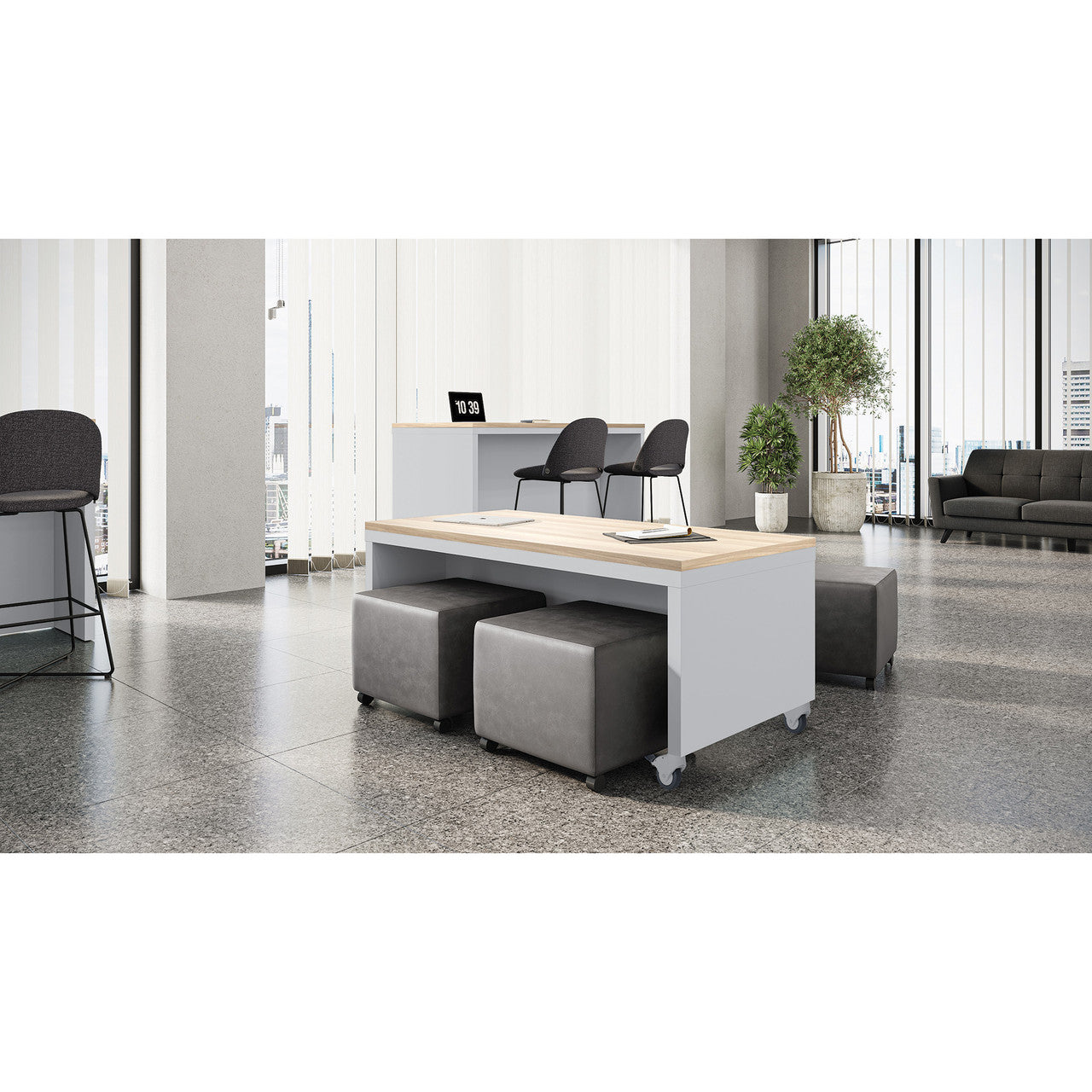 OfficeSource Sofia Low Mobile Collaboration Table - 60"W - Dove Gray