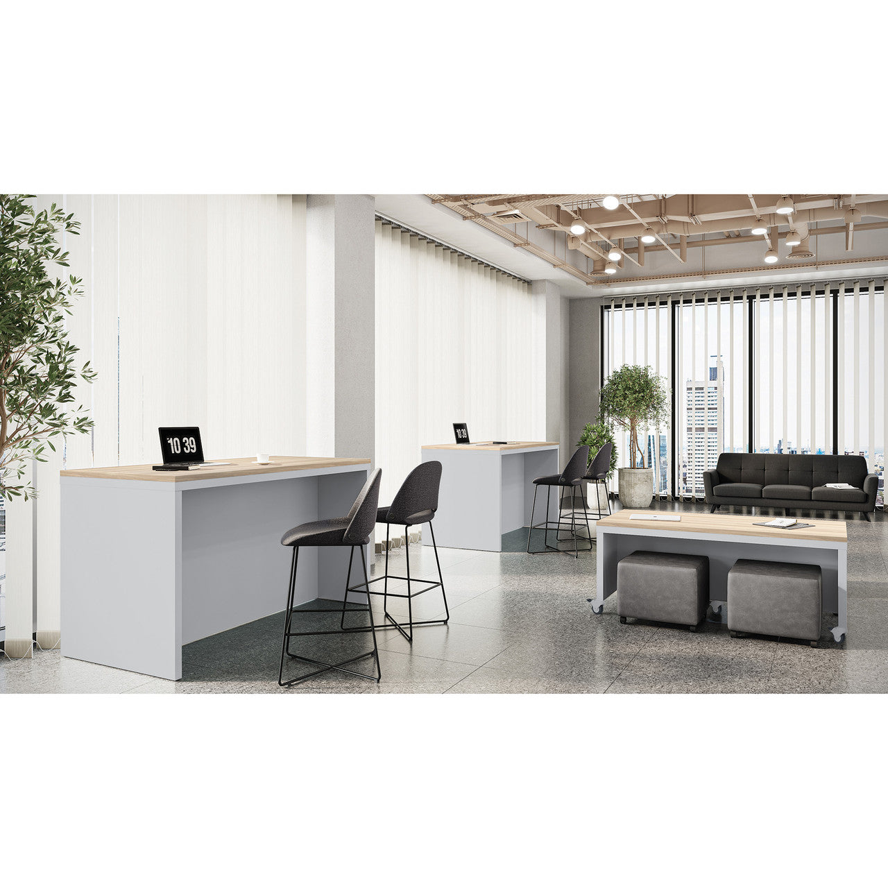 OfficeSource Sofia Low Mobile Collaboration Table - 60"W - Dove Gray