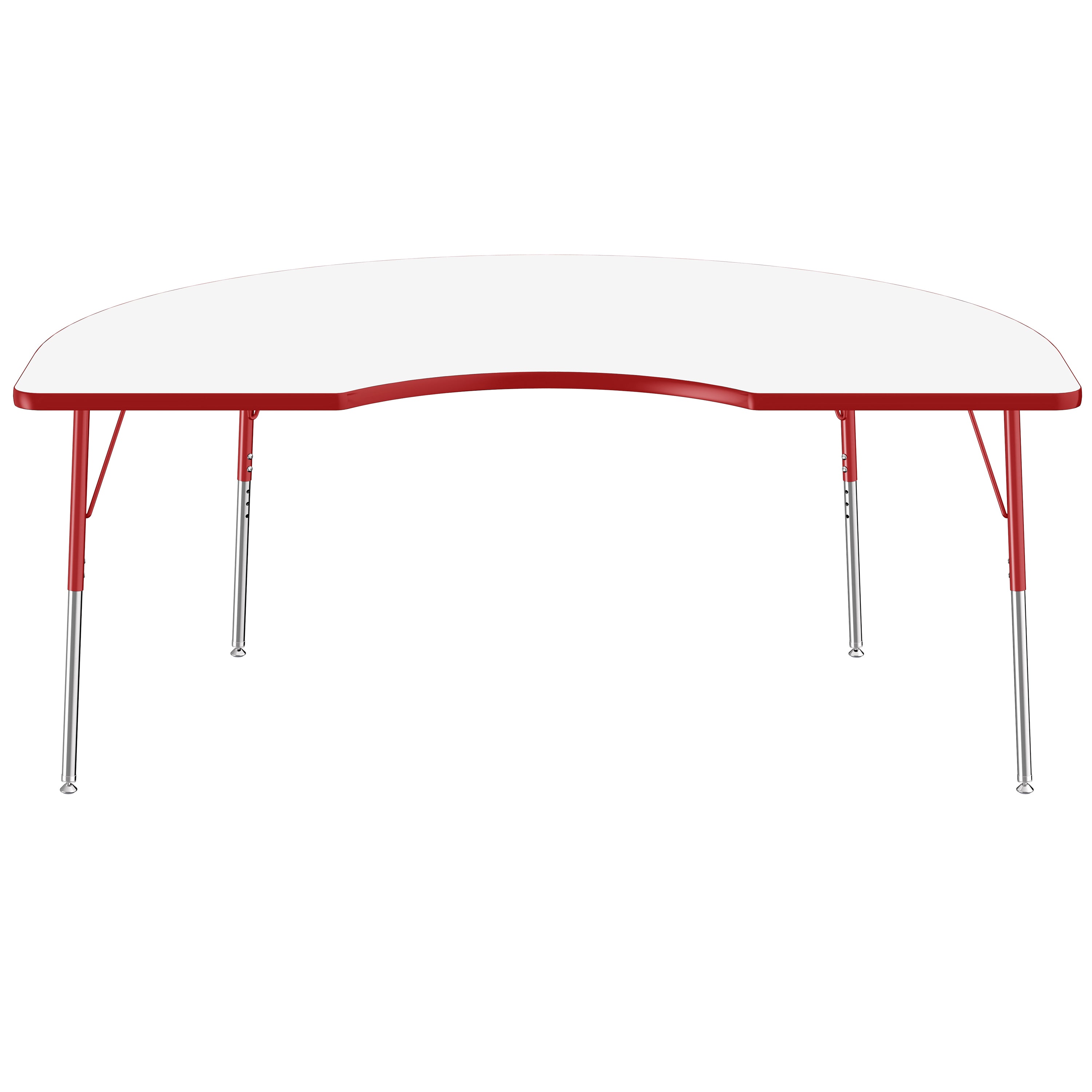 48" x 72" Kidney Dry-Erase Activity Table with Adjustable Standard Swivel Glide Legs - Whiteboard/Red