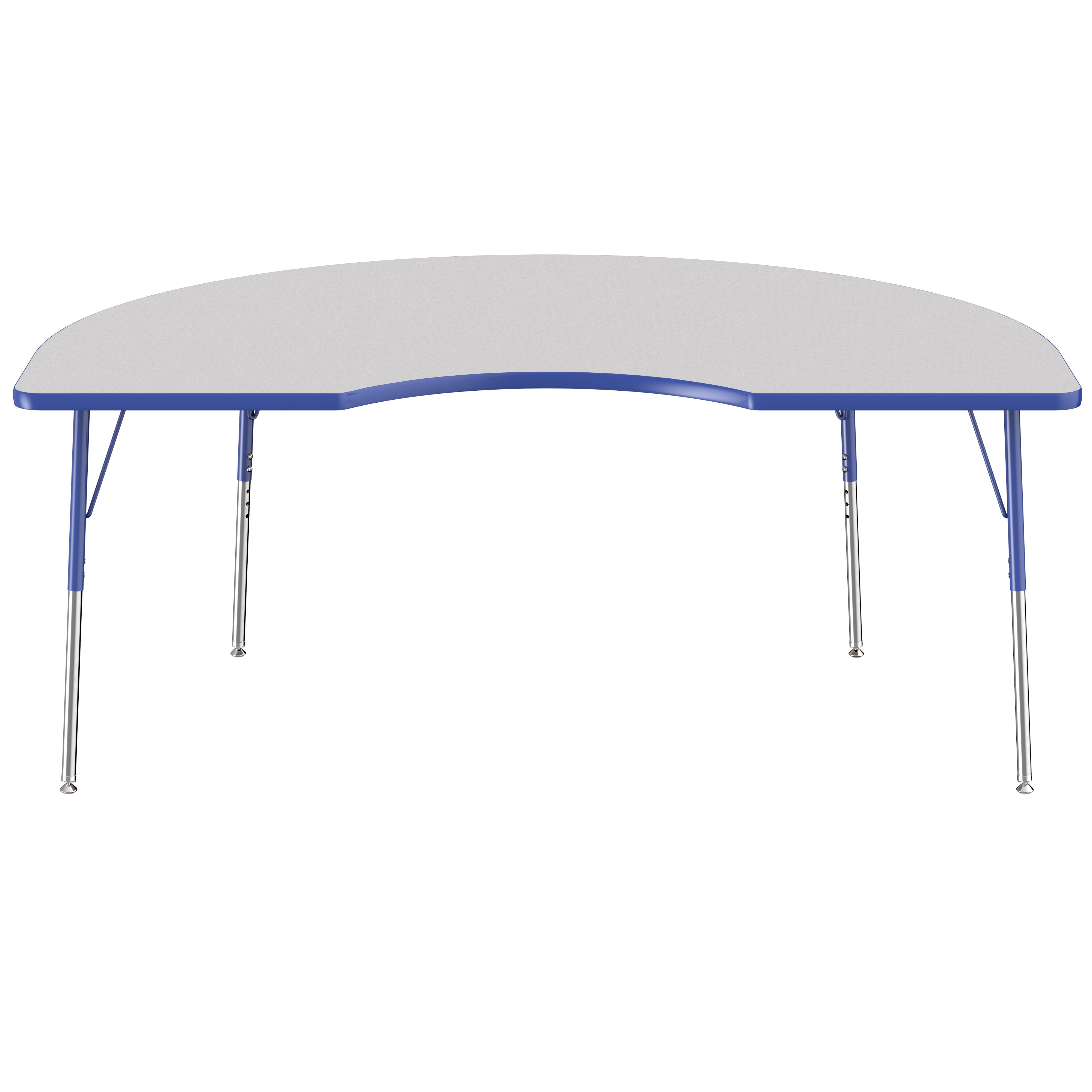 48" x 72" Kidney Thermofused Activity Table with Adjustable Standard Swivel Glide Legs - Gray/Blue