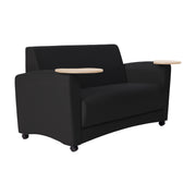 Pro Series Upholstered Common Area Sofa with Tablet - Black/Maple Grain