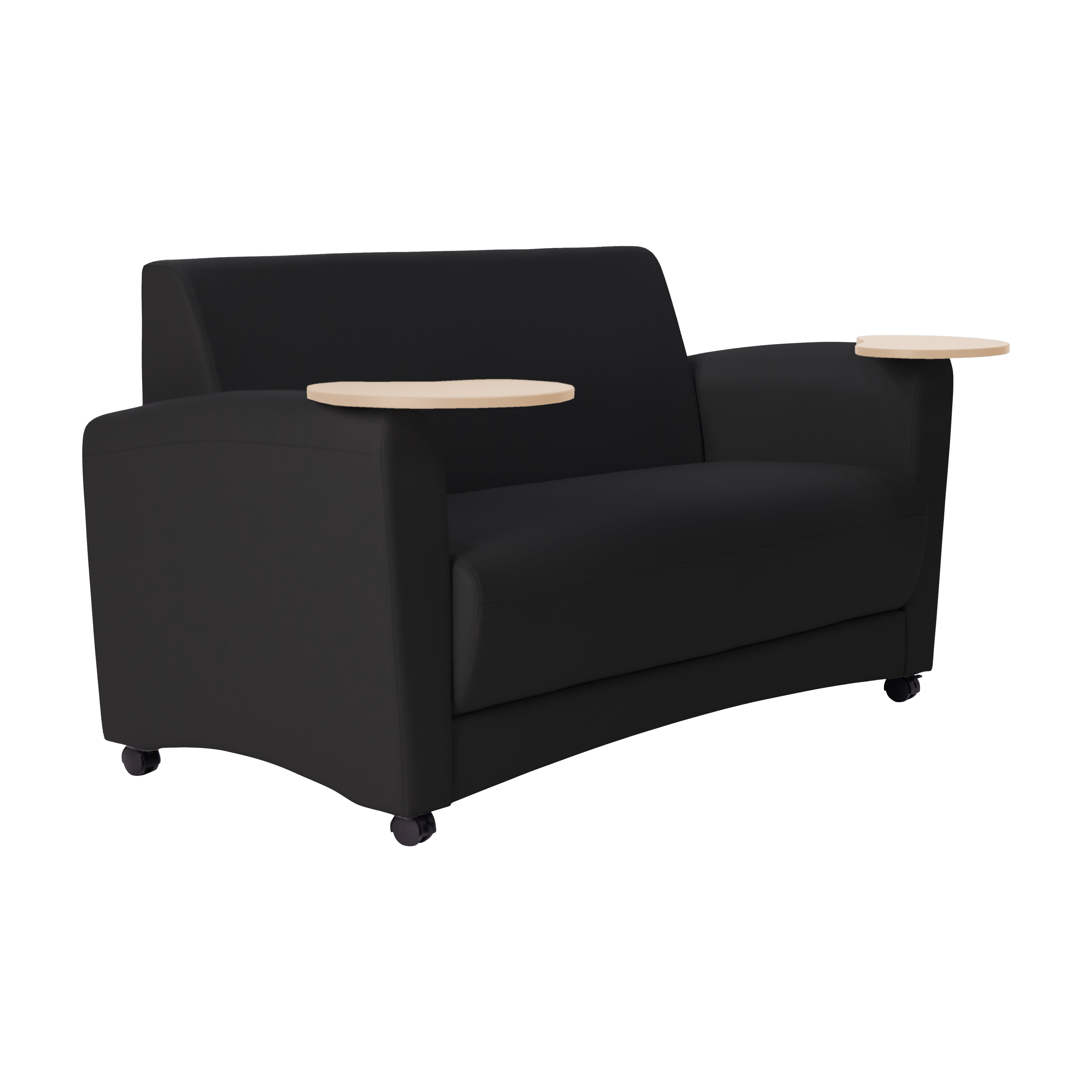 Pro Series Upholstered Common Area Sofa with Tablet - Black/Maple Grain