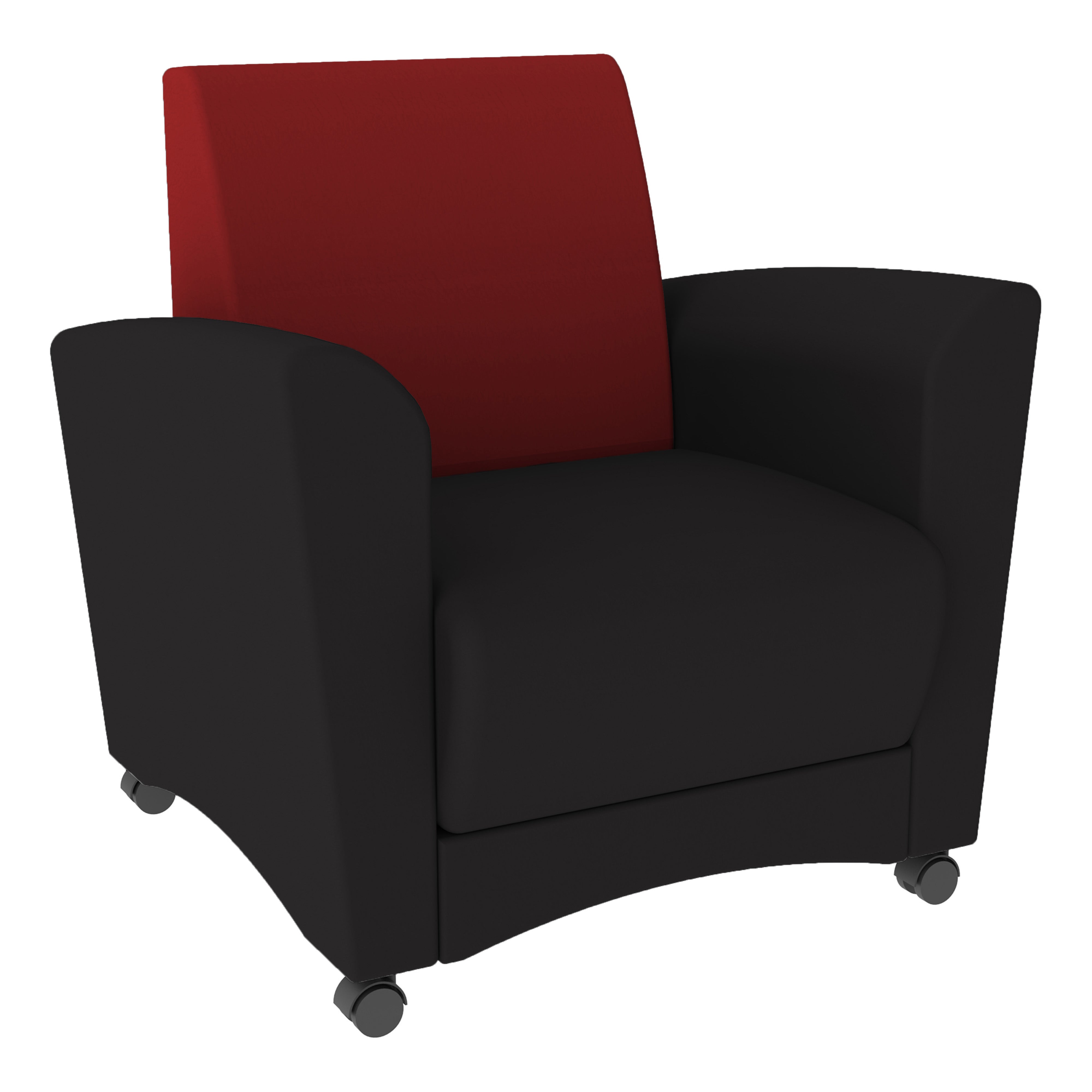 Pro Series Upholstered Mobile Common Area Chair - Black/Crimson