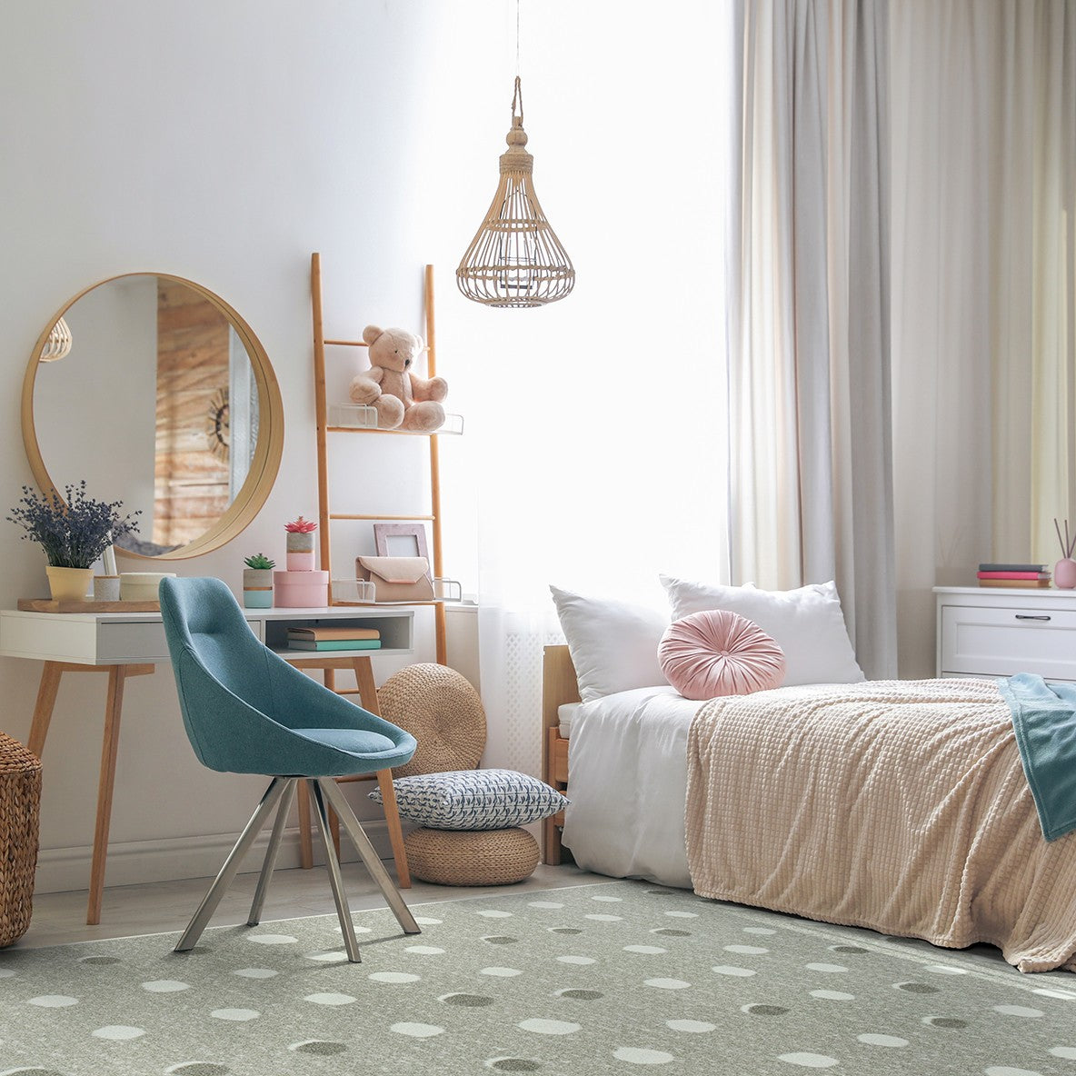 Little Moons 5'4" x 7'8" area rug in color Linen