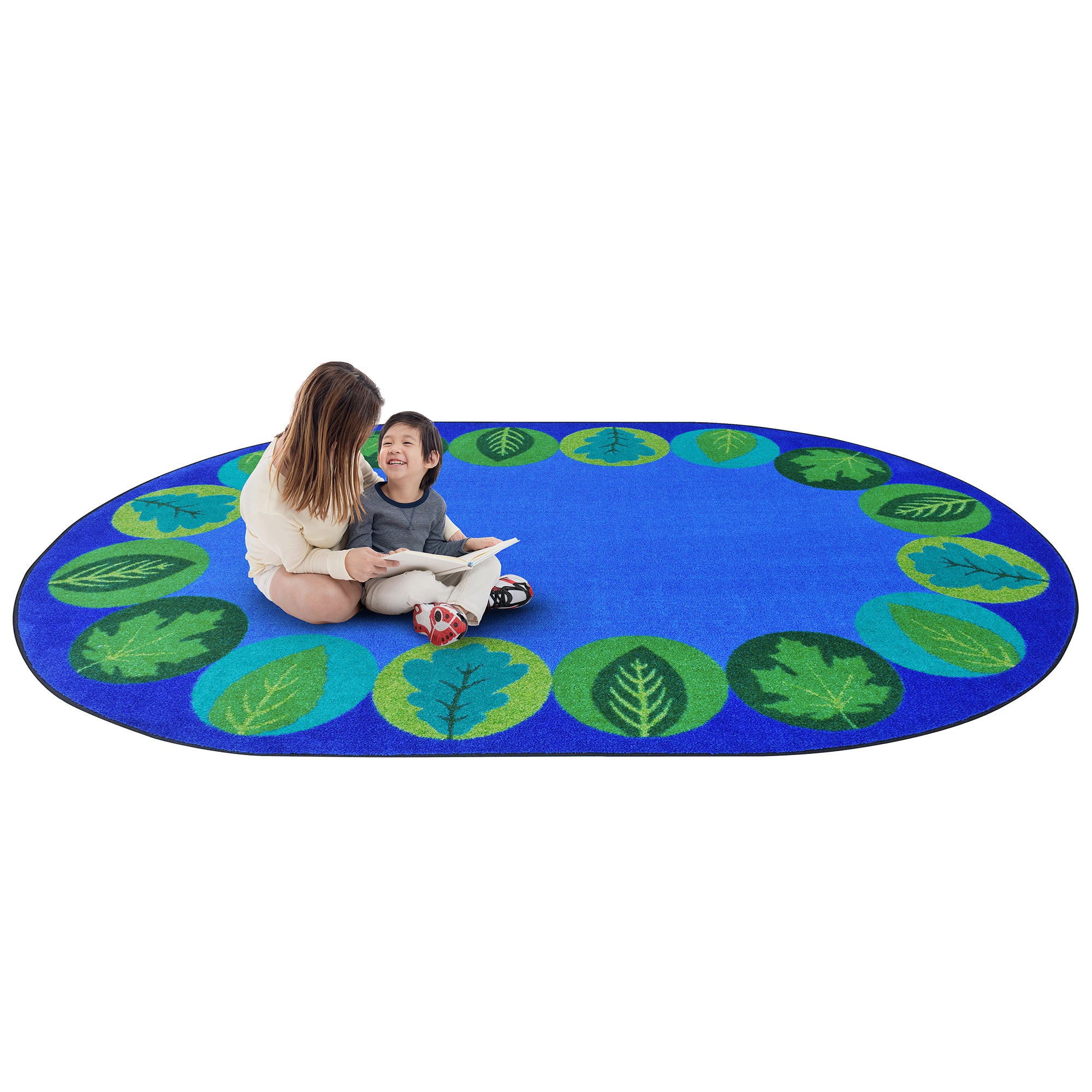Lively Leaves 7'8" x 10'9" Oval area rug in color Multi
