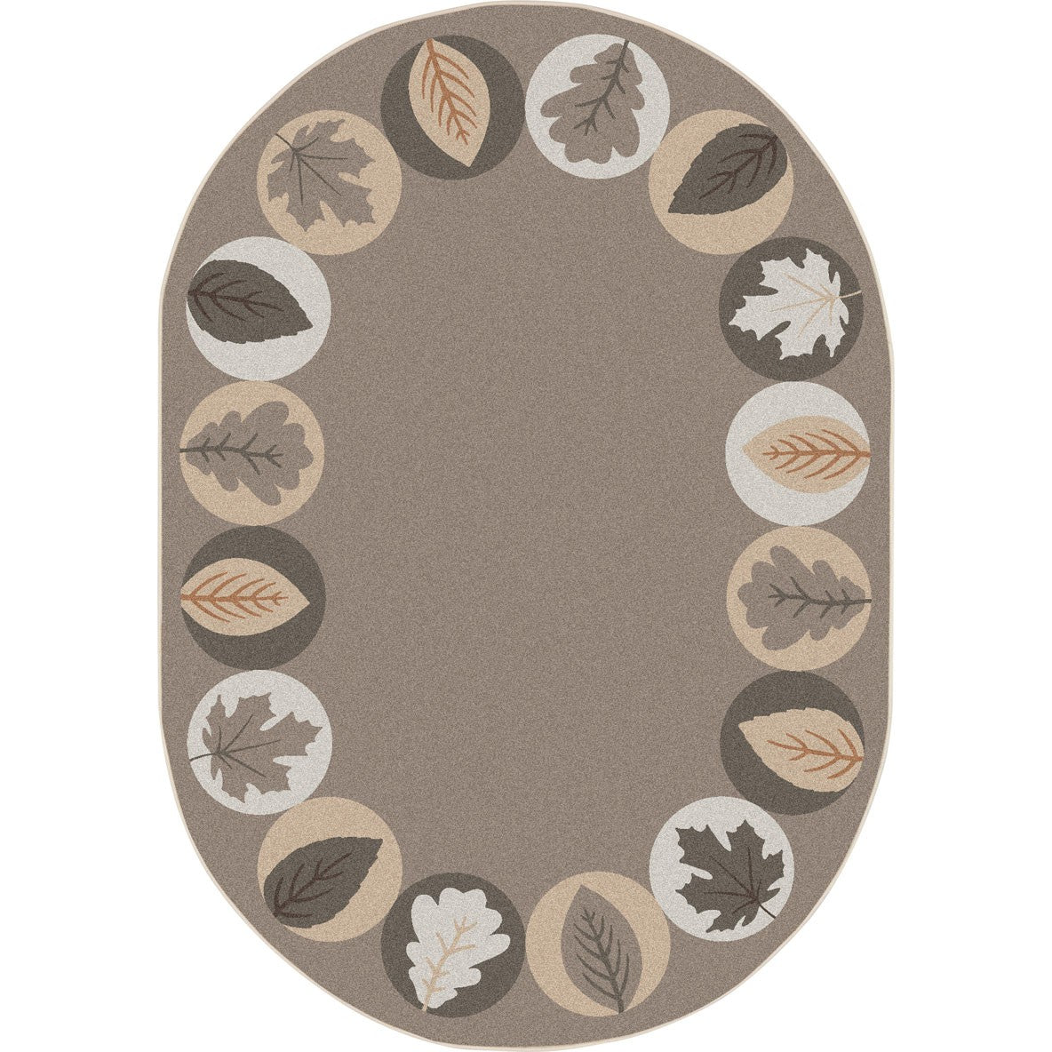 Lively Leaves 5'4" x 7'8" Oval area rug in color Neutral
