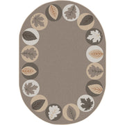 Lively Leaves 5'4" x 7'8" Oval area rug in color Neutral