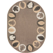 Lively Leaves 10'9" x 13'2" Oval area rug in color Neutral