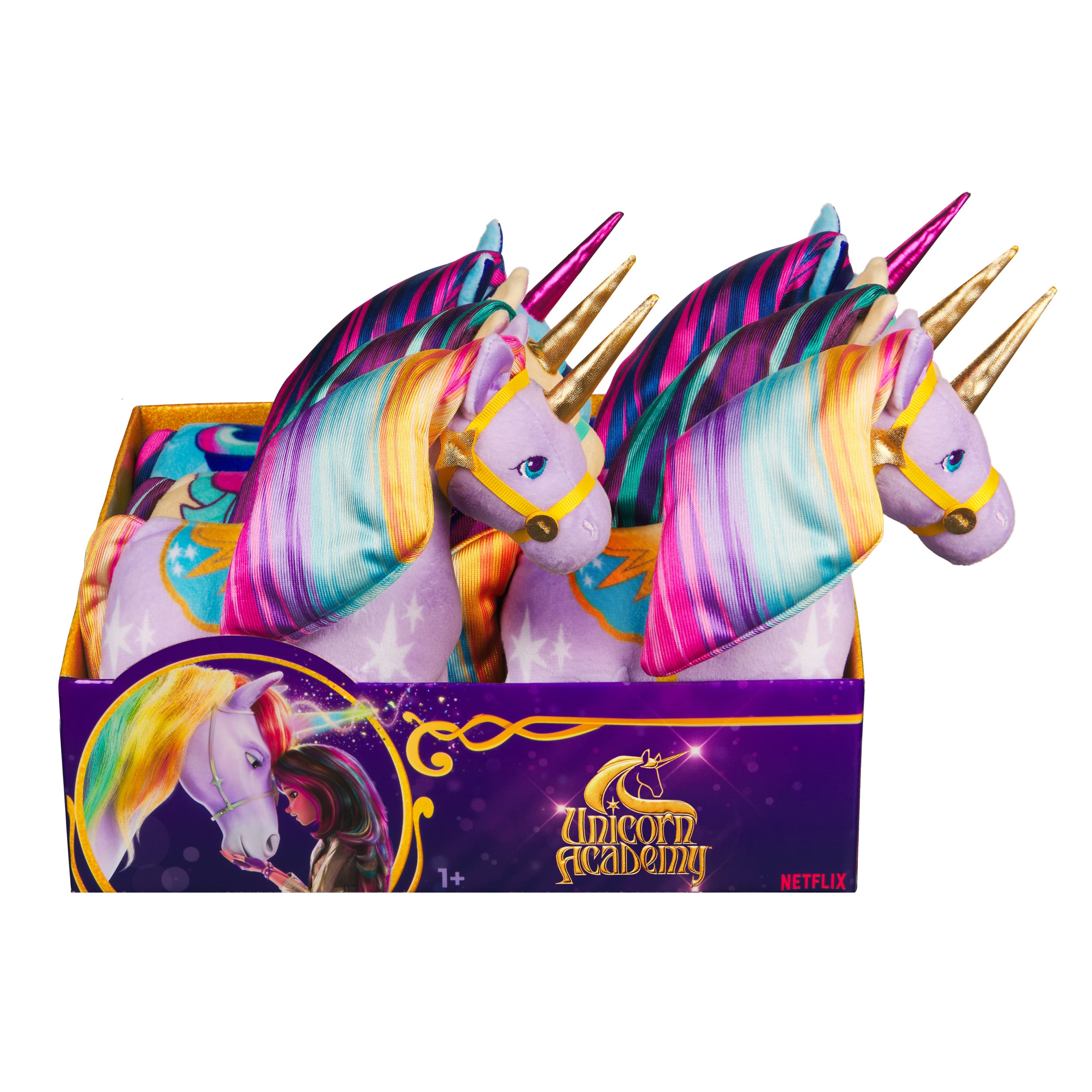 Unicorn Academy Official Wildstar, River and Leaf Plush Toys, Unicorn Stuffed Animals for Ages 1 & Up Assorted Styles, 7”
