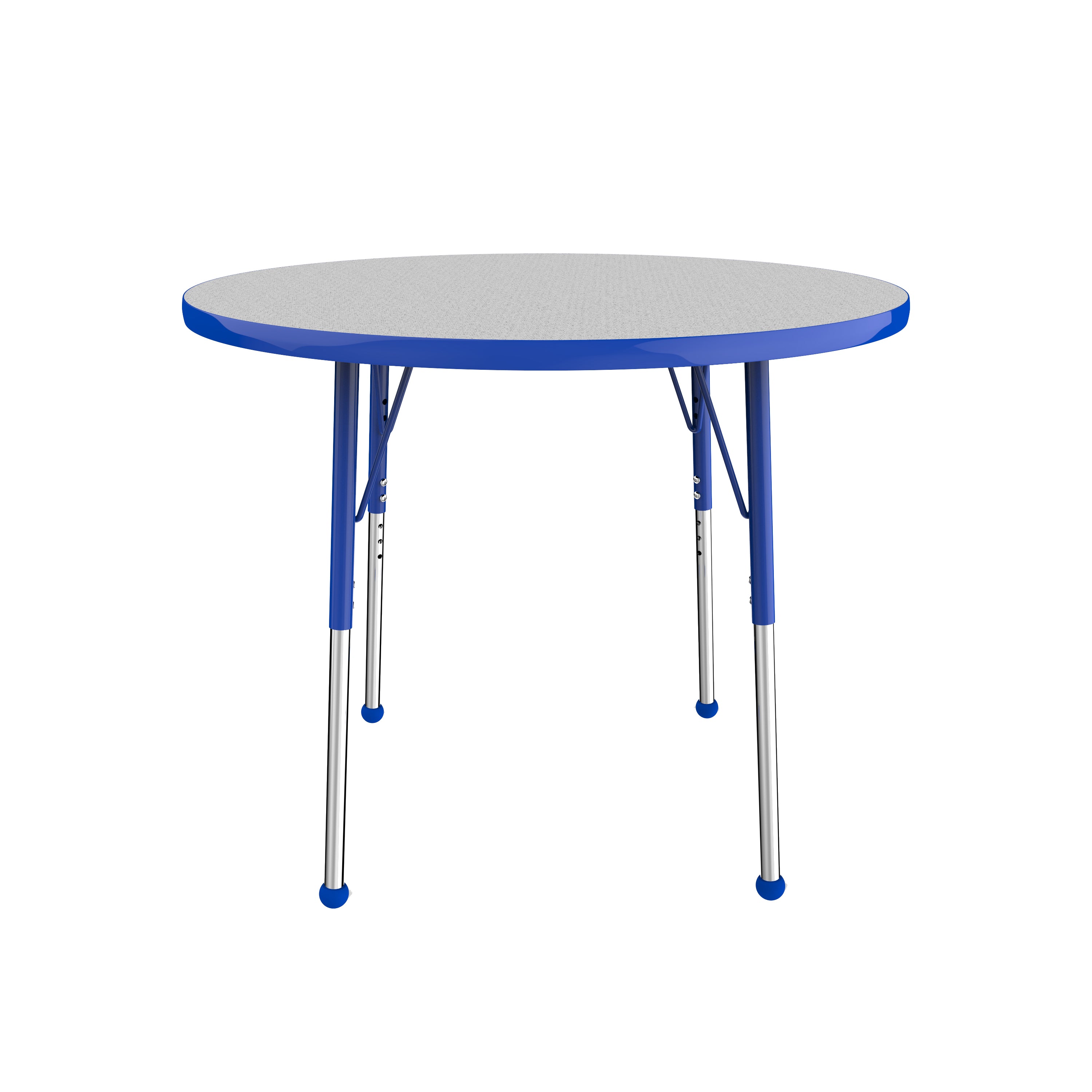 36" Round T-Molding Activity Table with Adjustable Standard Ball Glide Legs - Gray/Blue