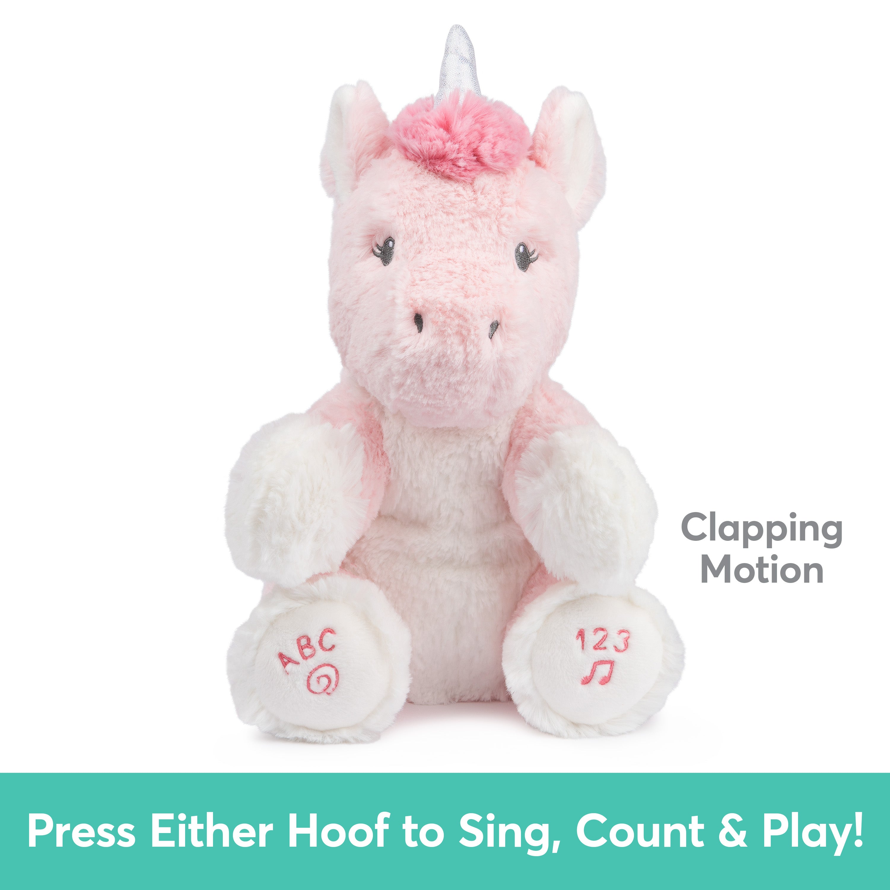 Baby GUND Alora the Unicorn Animated Plush, Singing Stuffed Animal Sensory Toy, Sings ABC Song and 123 Counting Song, Pink, 11”
