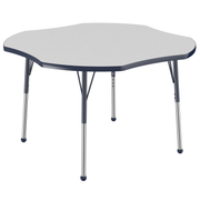 48" x 48" Clover T-Molding Activity Table with Adjustable Standard Ball Glide Legs - Gray/Navy