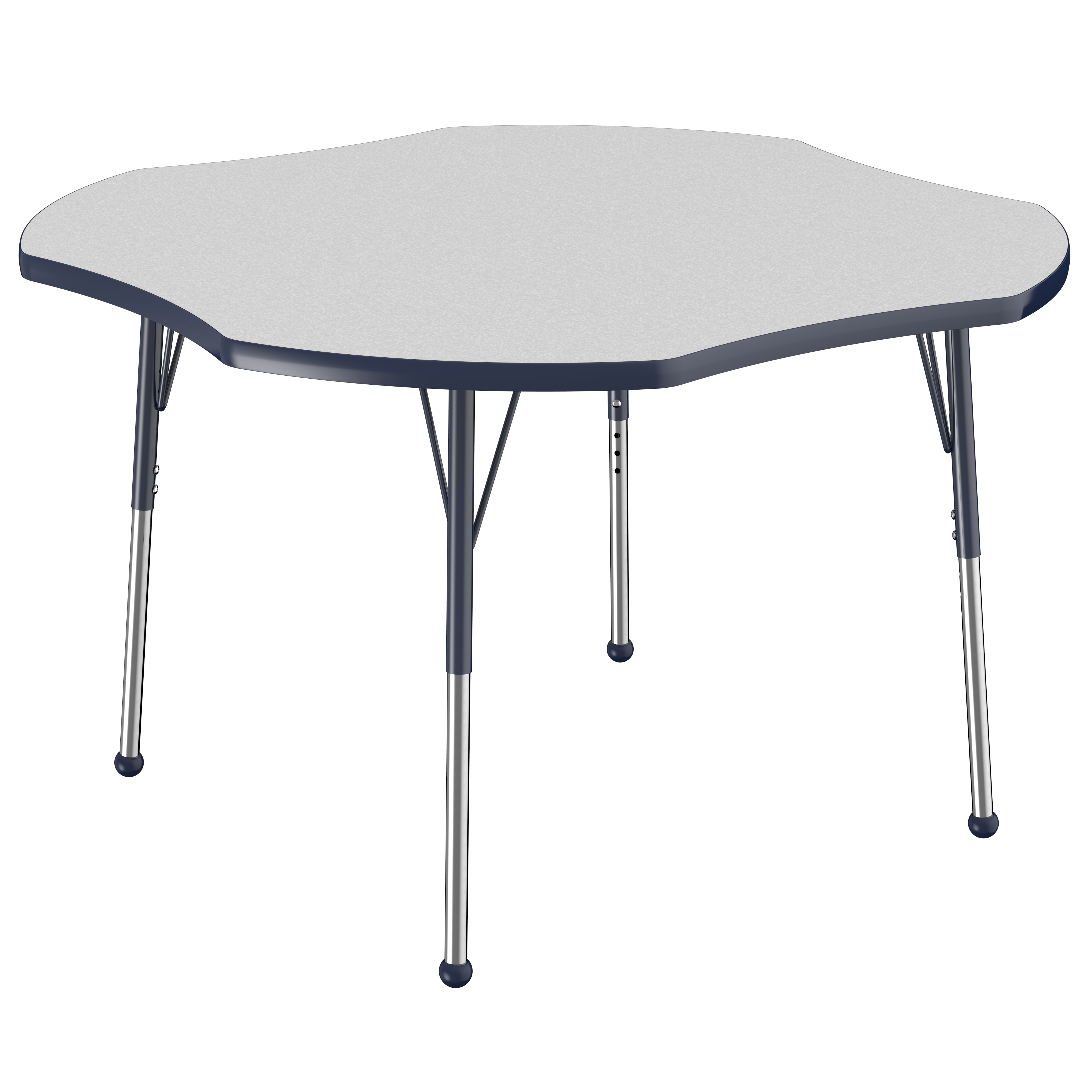 48" x 48" Clover T-Molding Activity Table with Adjustable Standard Ball Glide Legs - Gray/Navy