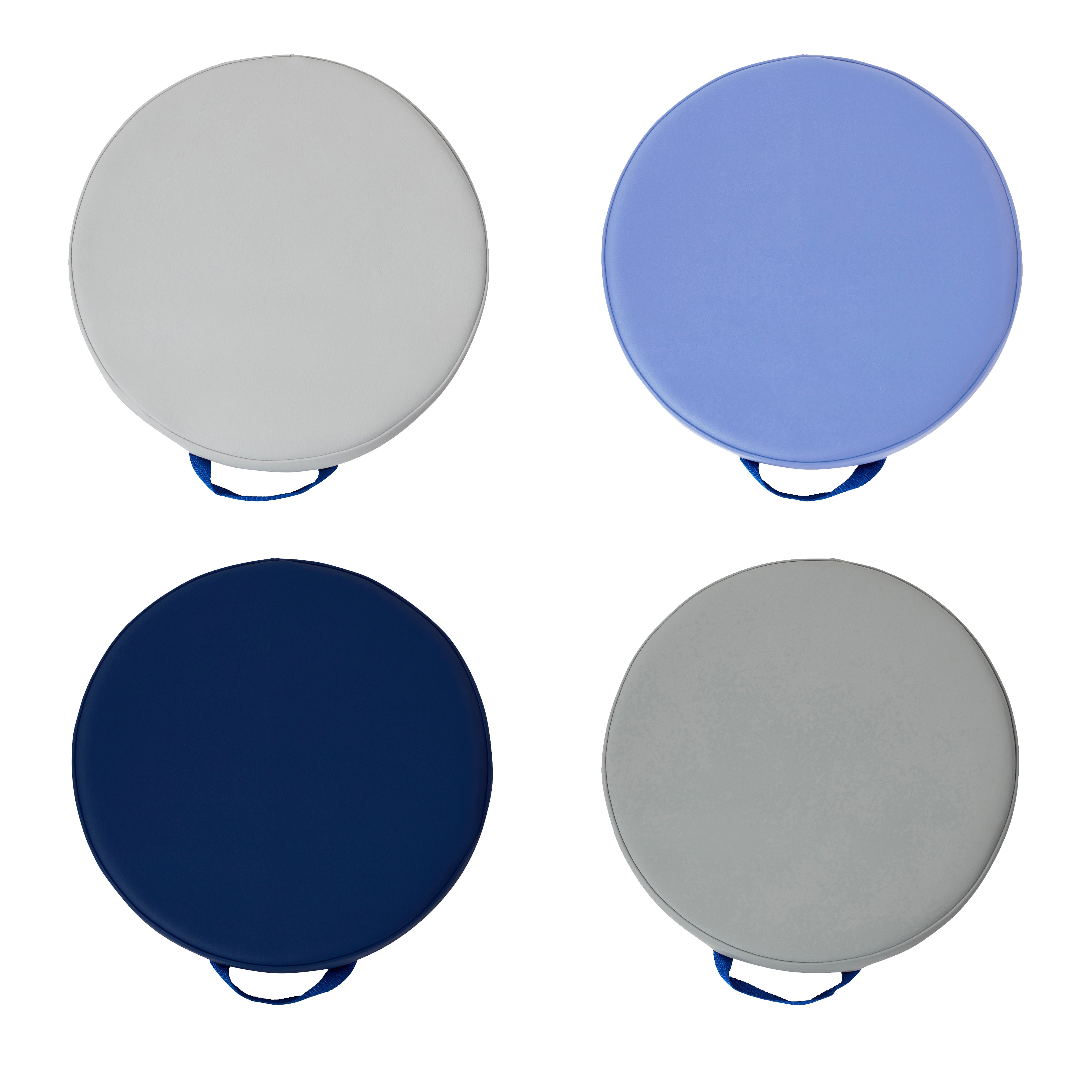 SoftScape 15" Round Floor Cushions, 4-Piece - Navy/Powder Blue