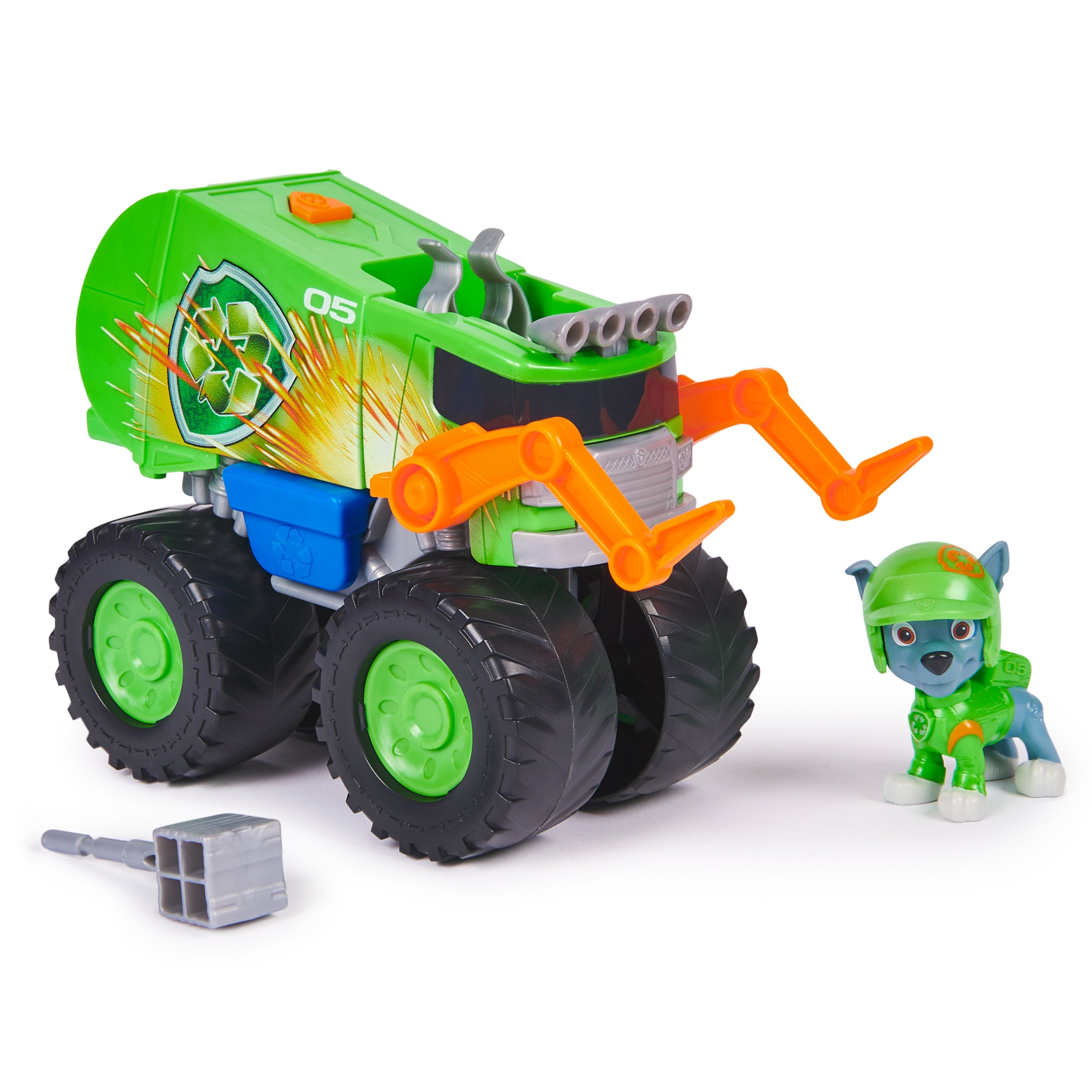 PAW Patrol: Rescue Wheels Rocky’s Recycle Truck, Toy Truck with Projectile Launcher and Collectible Action Figure, Kids Toys for Boys & Girls Ages 3+