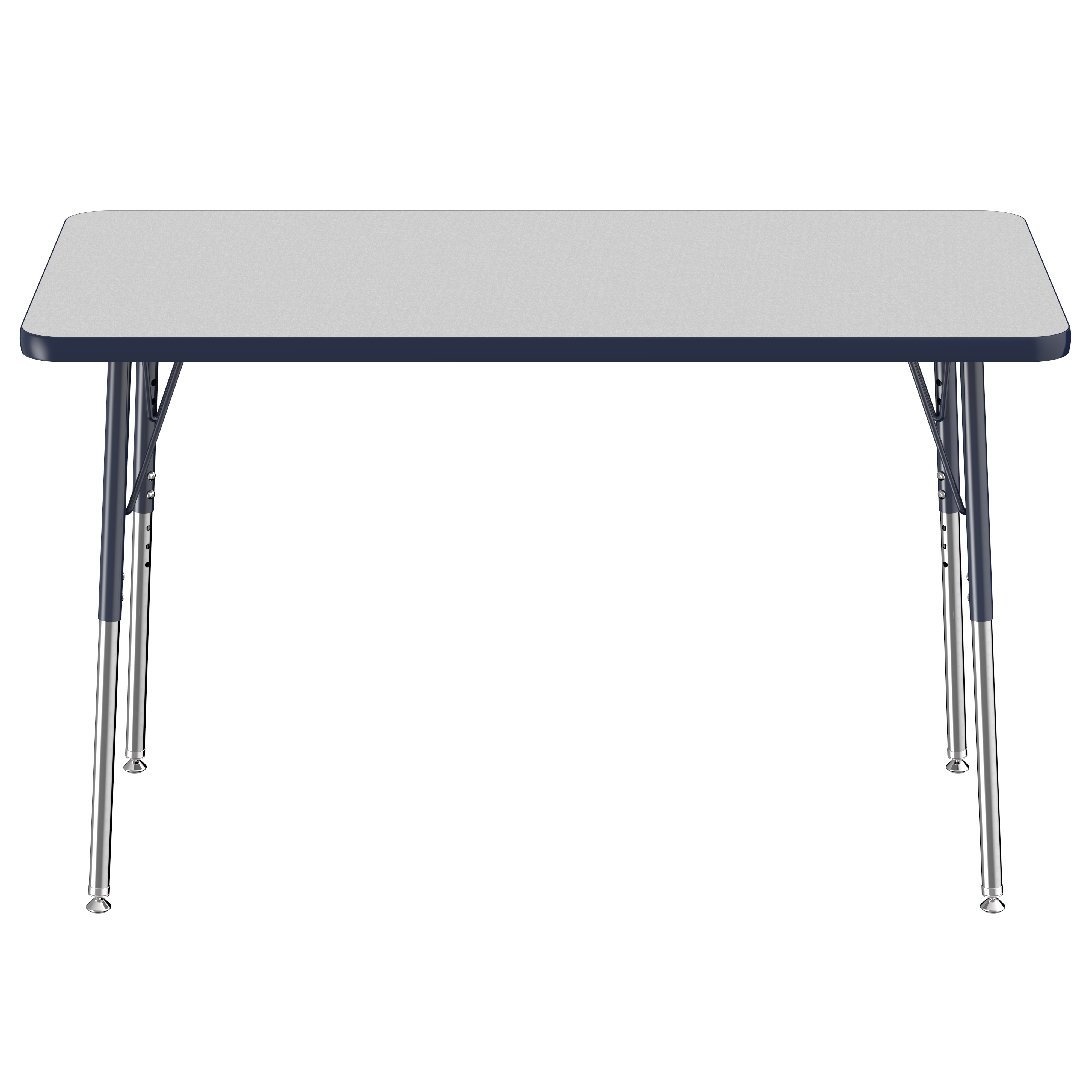 24" x 48" Rectangle T-Molding Activity Table with Adjustable Standard Swivel Glide Legs - Gray/Navy
