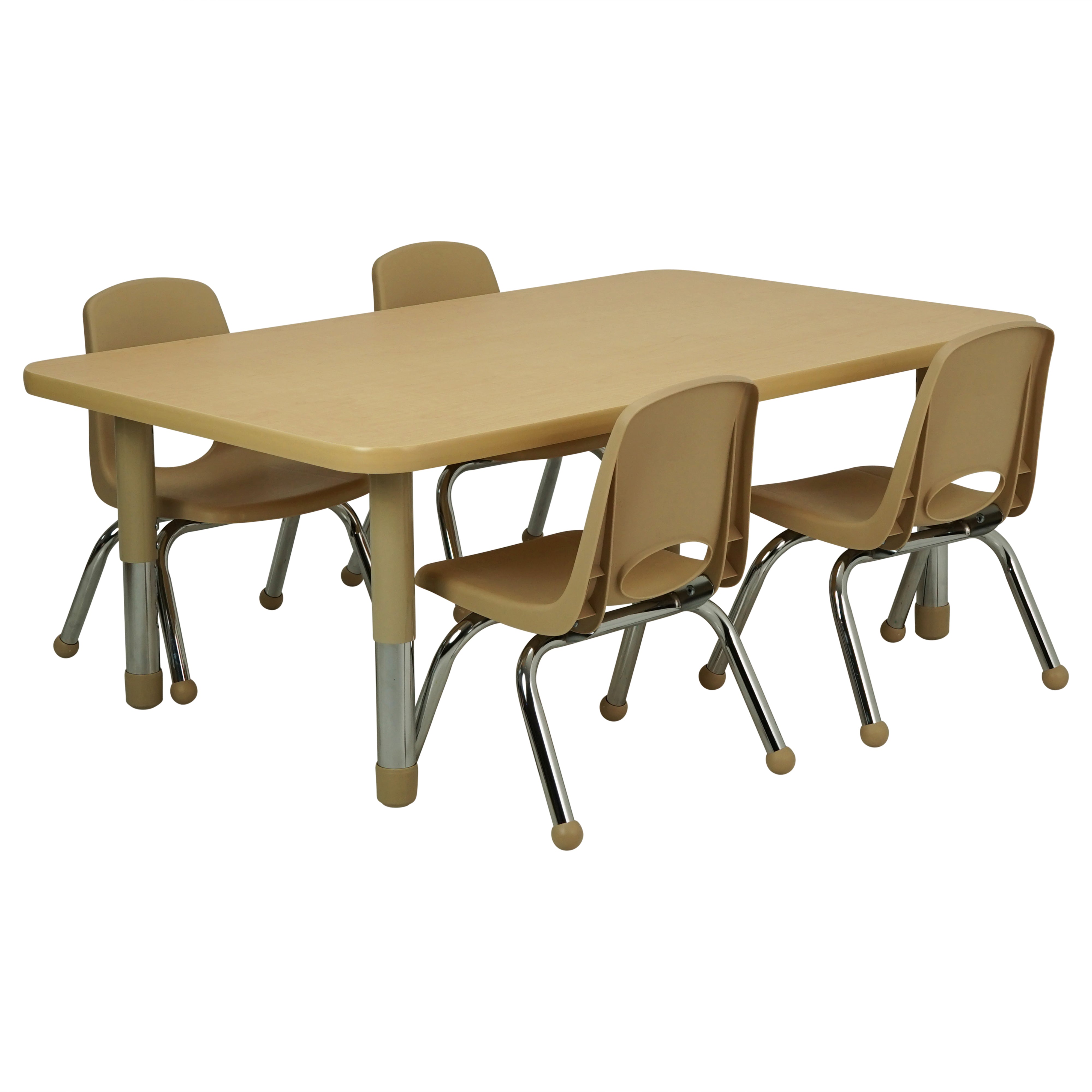 30" x 48" Rectangle T-Molding Activity Table with Adjustable Tiny Tot Legs - Maple/Sand