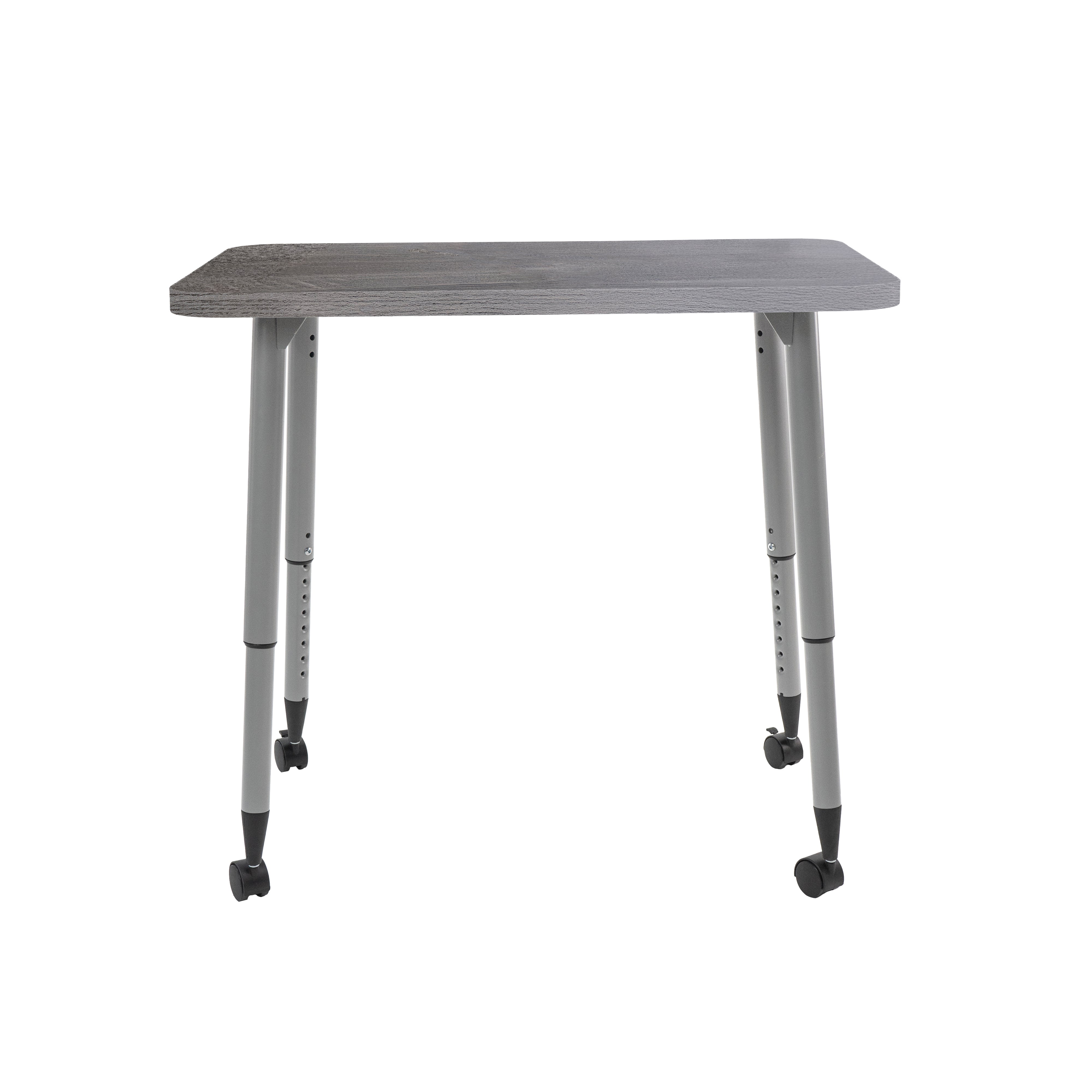 Adapte 24" x 36" Rectangle Woodgrain Activity Table with Adjustable Tapered Legs - Gray Wood/Silver