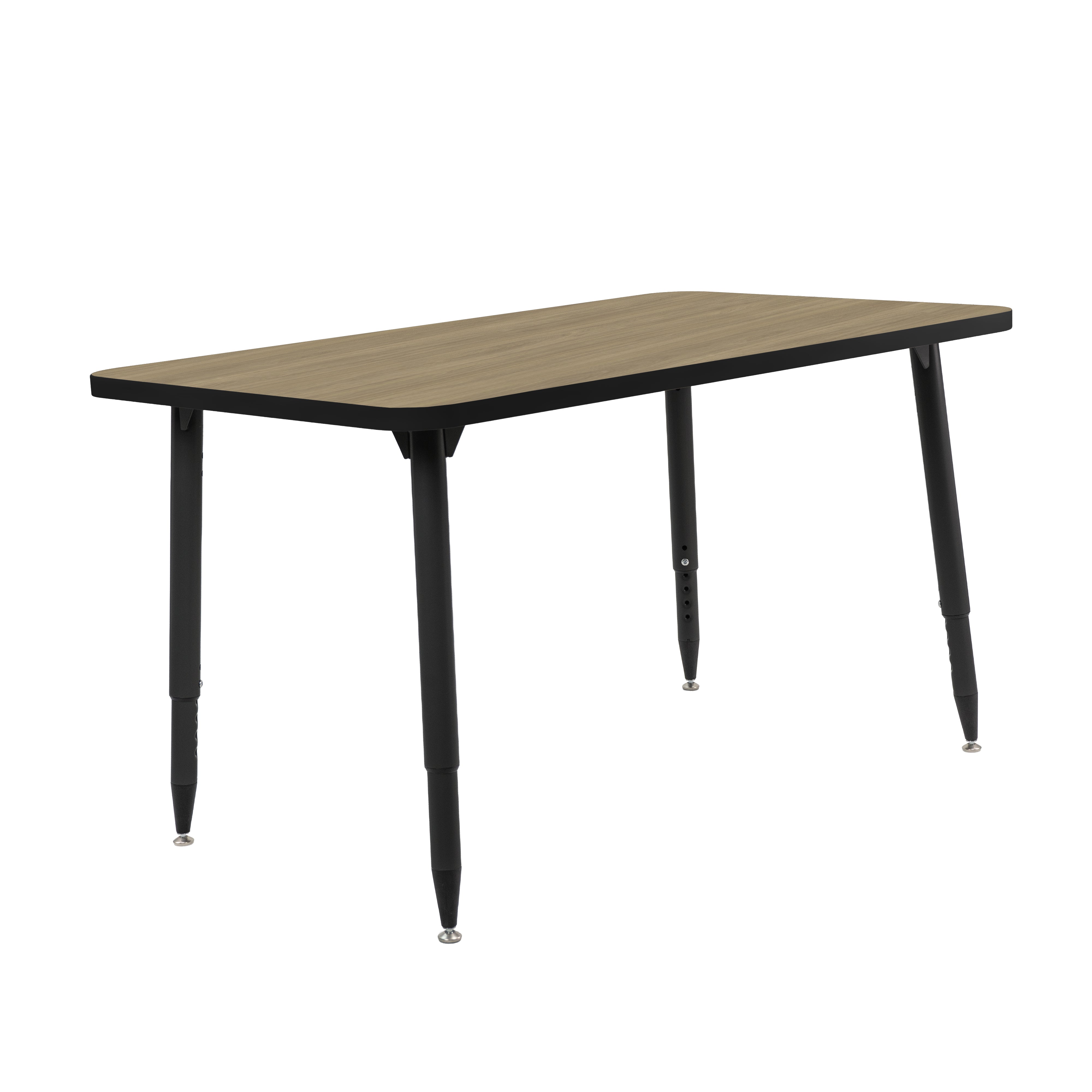 Adapte 30" x 48" Rectangle Thermofused Activity Table with Adjustable Tapered Legs - Pasadena Oak/Black