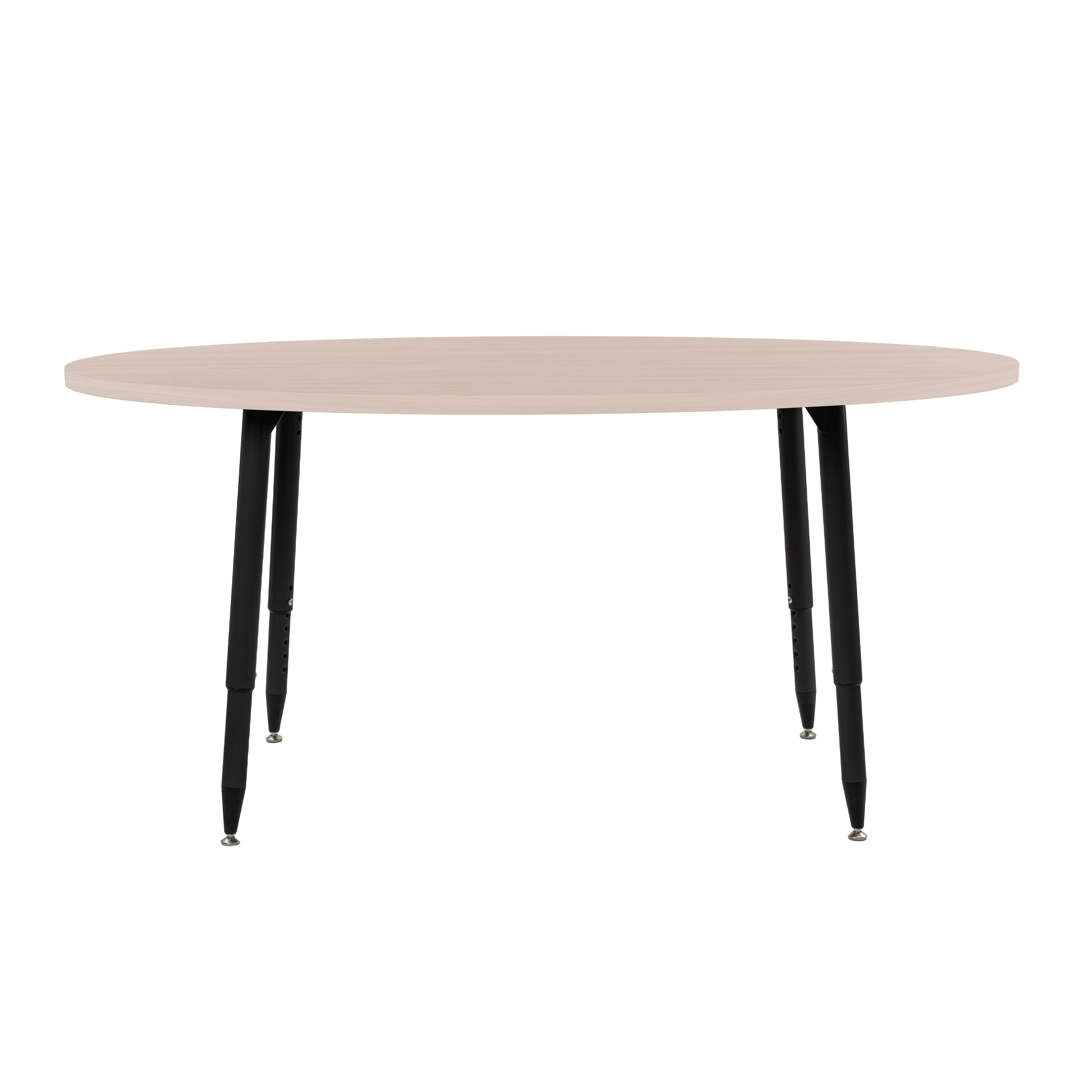 Adapte 30" x 60" Oval Woodgrain Activity Table with Adjustable Tapered Legs - Asian Sand/Black