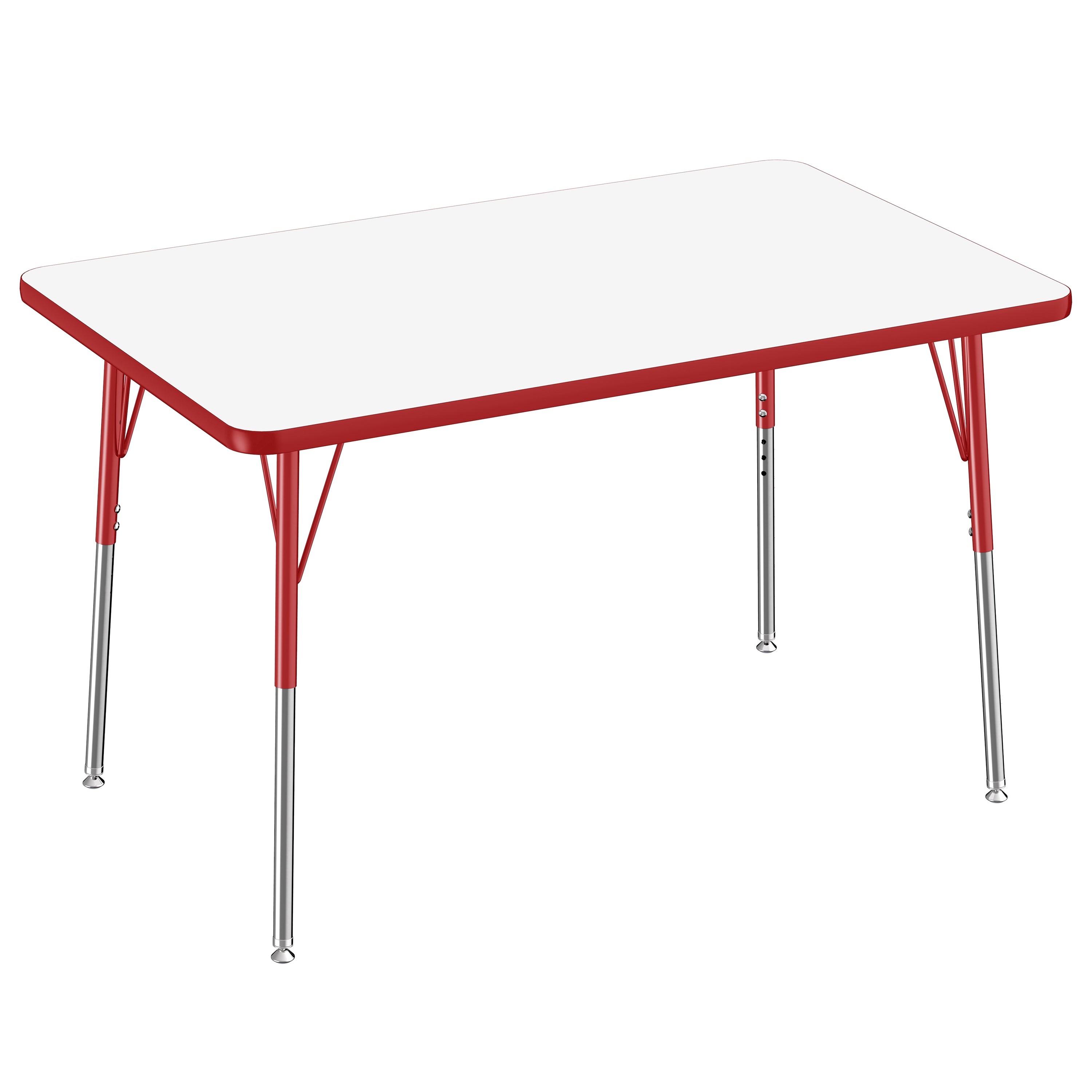 30" x 48" Rectangle Dry-Erase Activity Table with Adjustable Standard Swivel Glide Legs - Whiteboard/Red