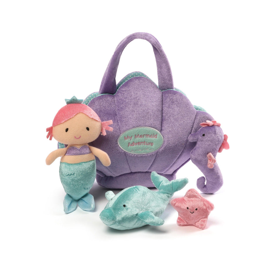 Baby GUND Play Soft Collection, Mermaid Adventure 5-Piece Plush Playset with Rattle, Squeaker and Crinkle Plush Toys, Sensory Toy for Babies and Newborns, 8”