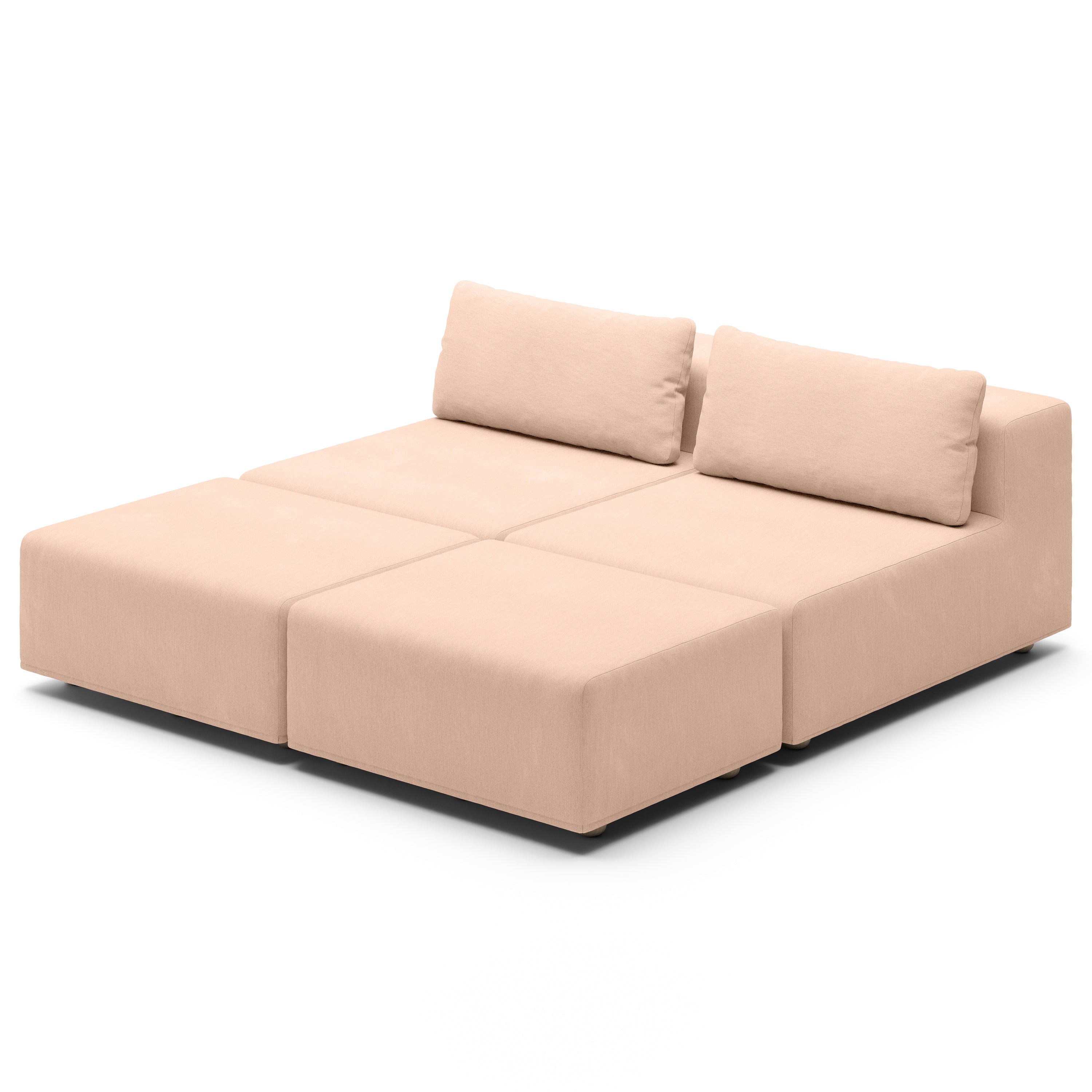 Jaxx Vada Outdoor Sun Lounger Loveseat - Luxurious Modular Double Chaise & Conversation Nook with Ottomans - Sunbrella Petal