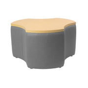 Pro Series Upholstered Cog Ottoman Table 18" Height - Slate Gray Crosshatch/Maple