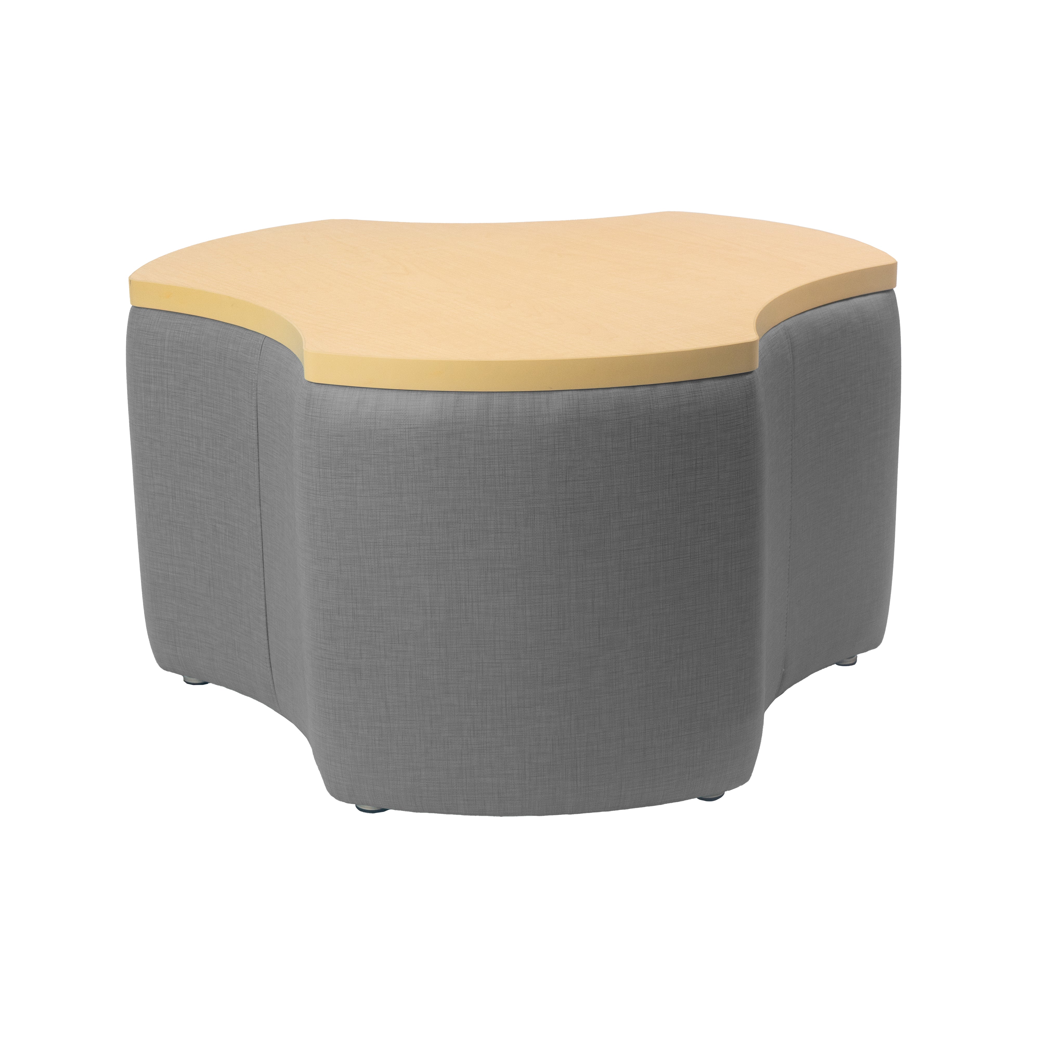Pro Series Upholstered Cog Ottoman Table 18" Height - Slate Gray Crosshatch/Maple