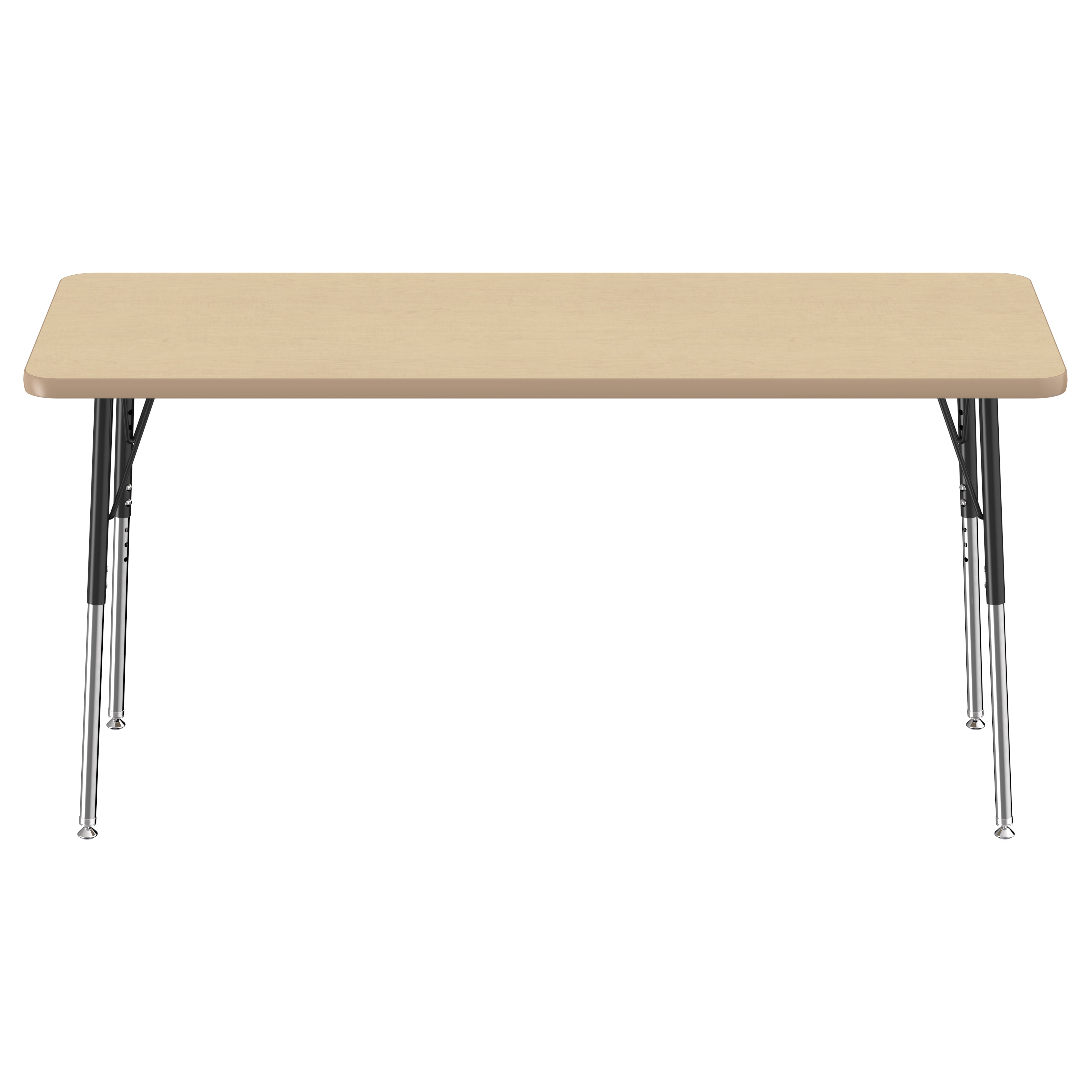 24" x 60" Rectangle Thermofused Activity Table with Adjustable Standard Swivel Glide Legs - Maple/Maple/Black