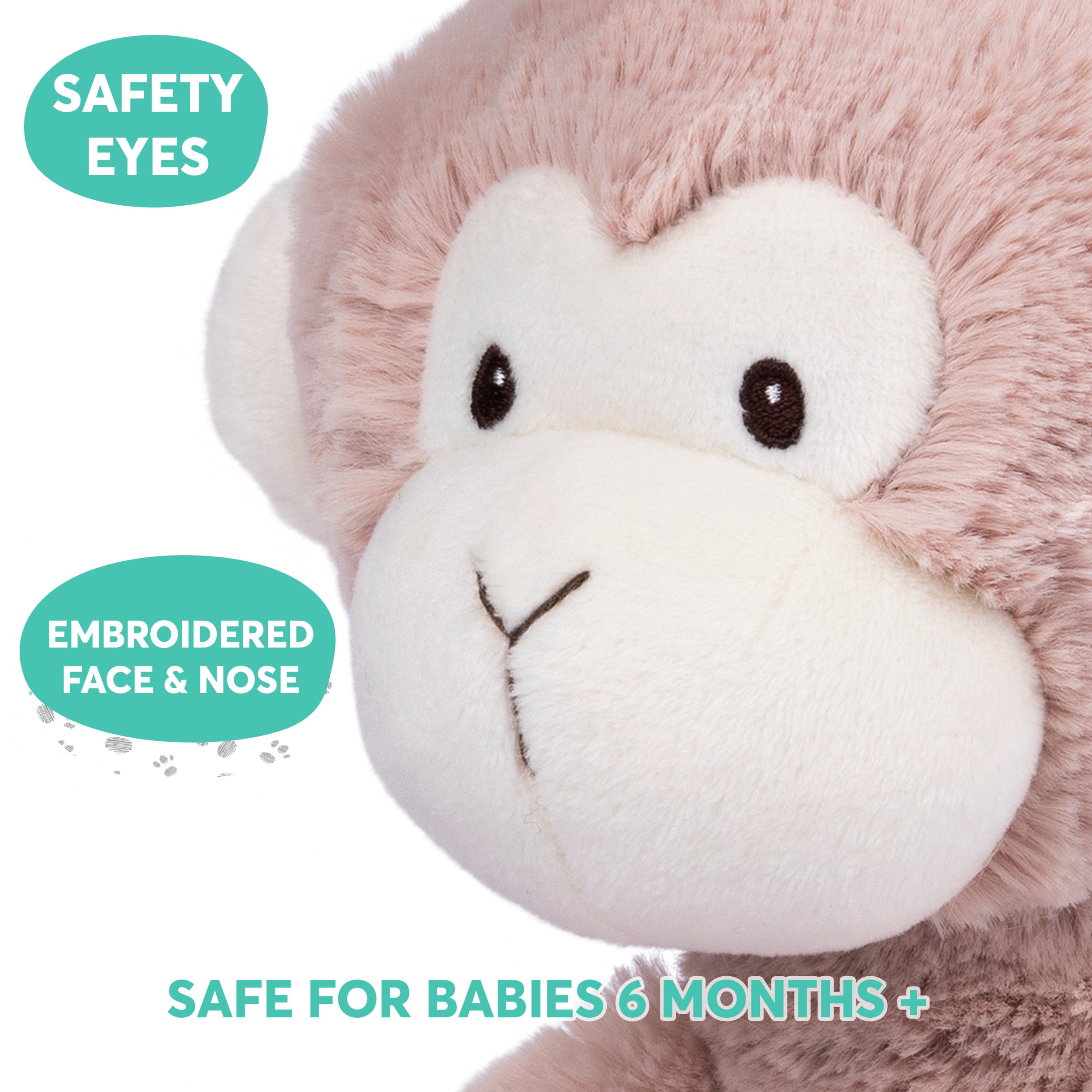 Baby GUND Lil’ Luvs Collection, Micah Monkey Premium Plush Stuffed Animal for Babies, Brown/Cream, 12”