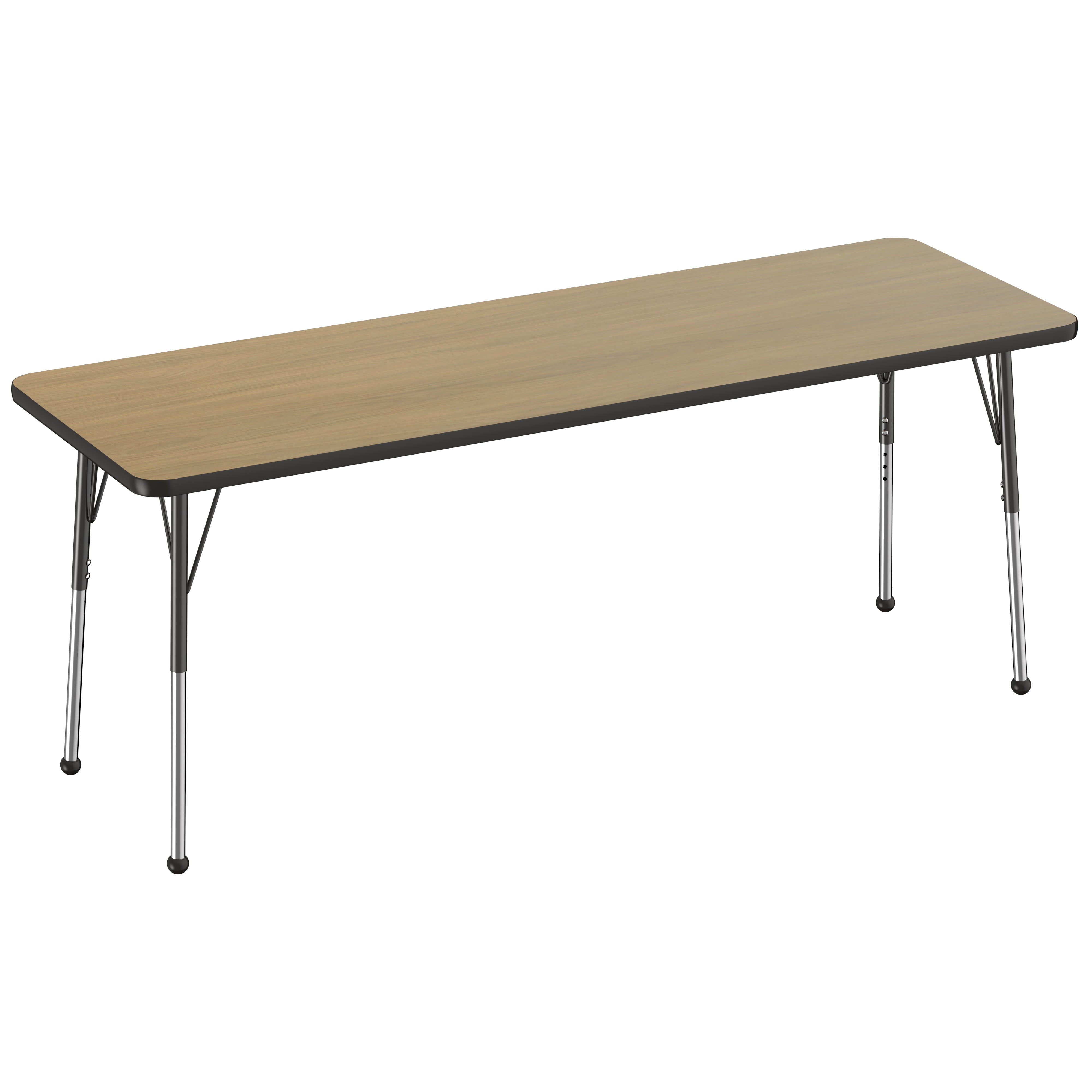 24" x 72" Rectangle T-Molding Activity Table with Adjustable Standard Ball Glide Legs - Pasadena Oak/Black