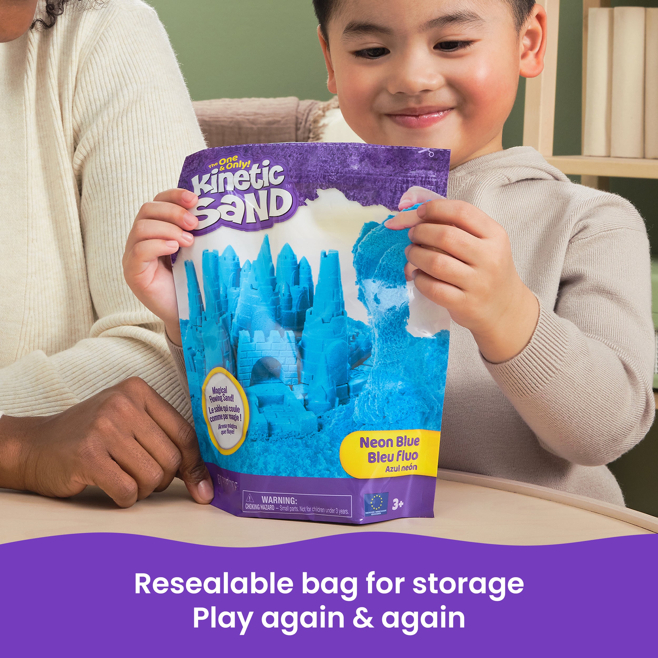 Kinetic Sand, 2lbs Blue Play Sand, Moldable Sensory Toys for Kids, Resealable Bag Packaging May Vary, for Ages 3 and up