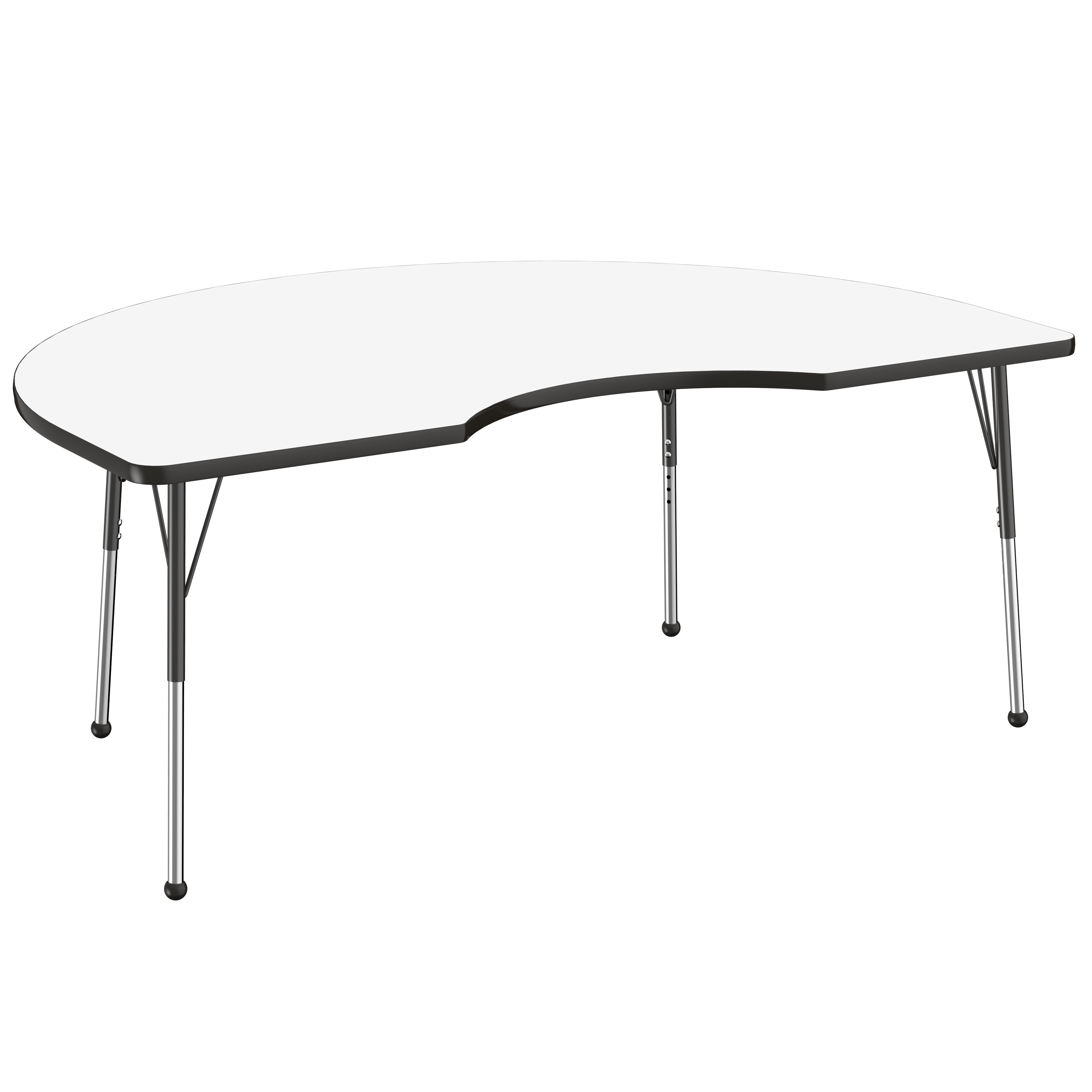 48" x 72" Kidney Dry-Erase Activity Table with Adjustable Standard Ball Glide Legs - Whiteboard/Black
