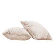 18" x 18" Square Microfiber and Faux Leather Pillow with Piping, 2-Piece - Beige
