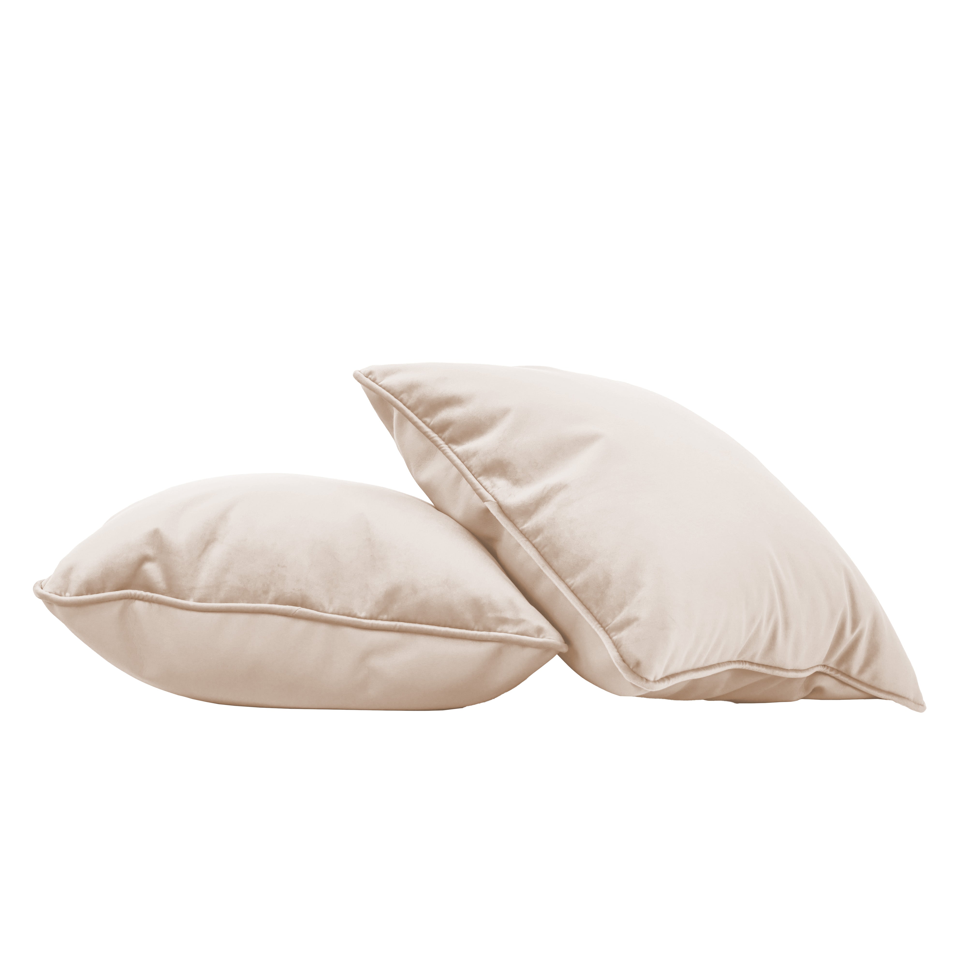 18" x 18" Square Microfiber and Faux Leather Pillow with Piping, 2-Piece - Beige