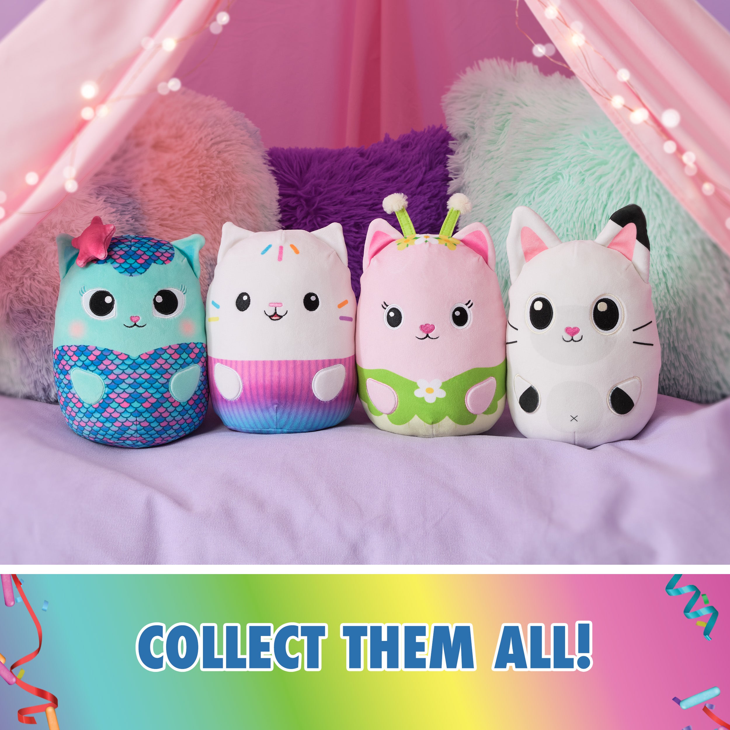 Gabby’s Dollhouse Official Cakey Cat Squishy Plush Toy, Cat Stuffed Animal, Squishy Toys for Ages 1 & Up, White, 12”