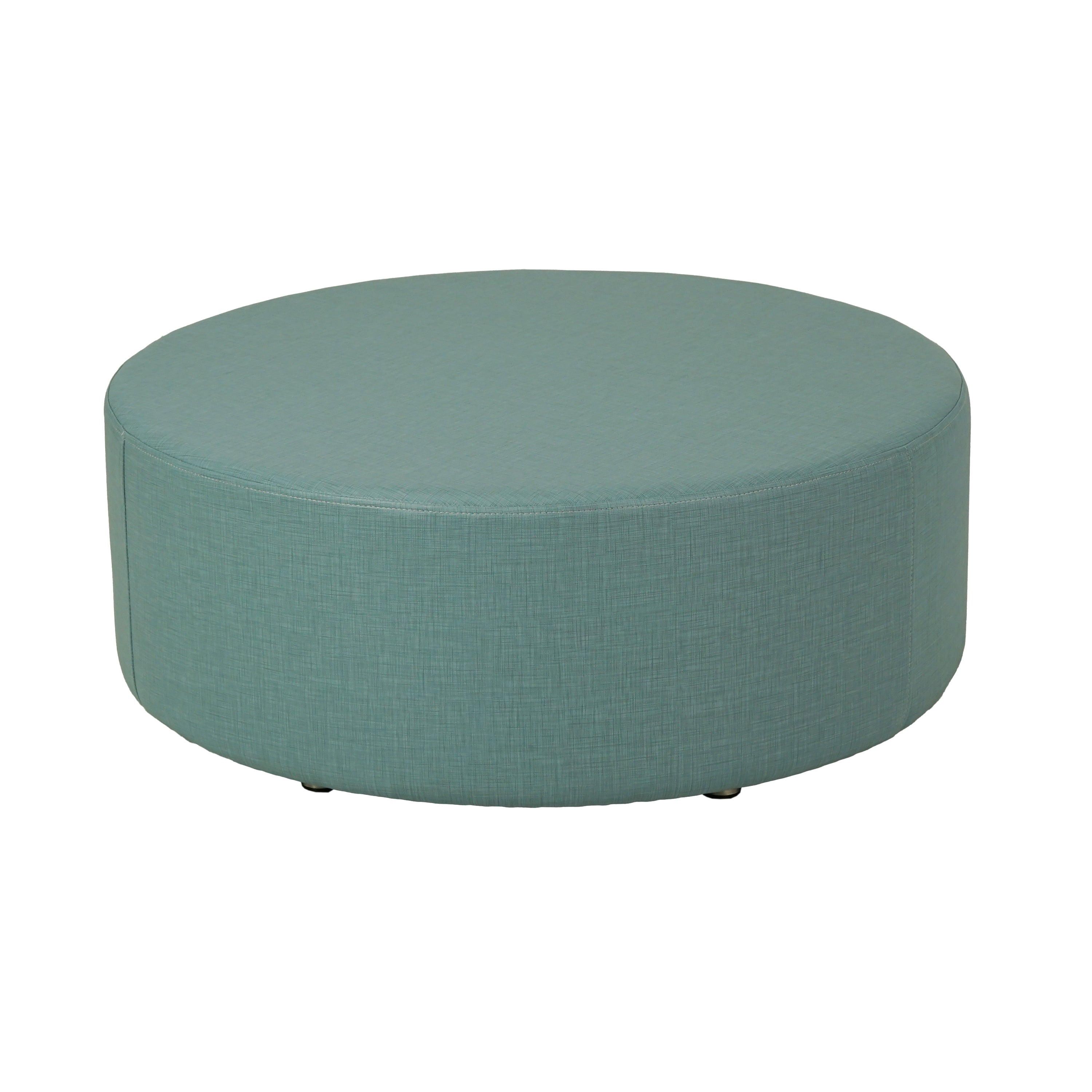 Pro Series Upholstered 30" Round Ottoman 12" Height - Sky Blue Crosshatch