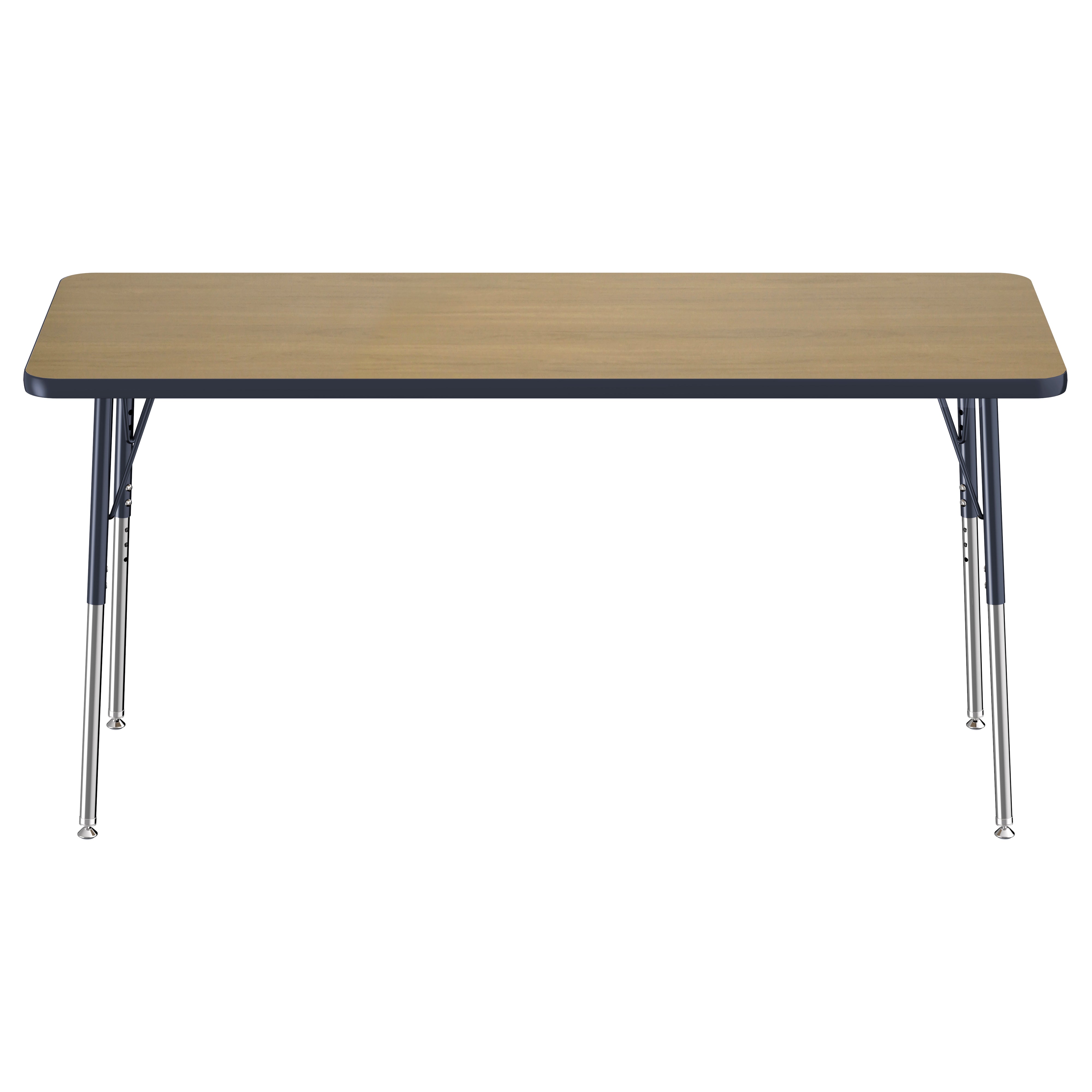 24" x 60" Rectangle T-Molding Activity Table with Adjustable Standard Swivel Glide Legs - Pasadena Oak/Navy