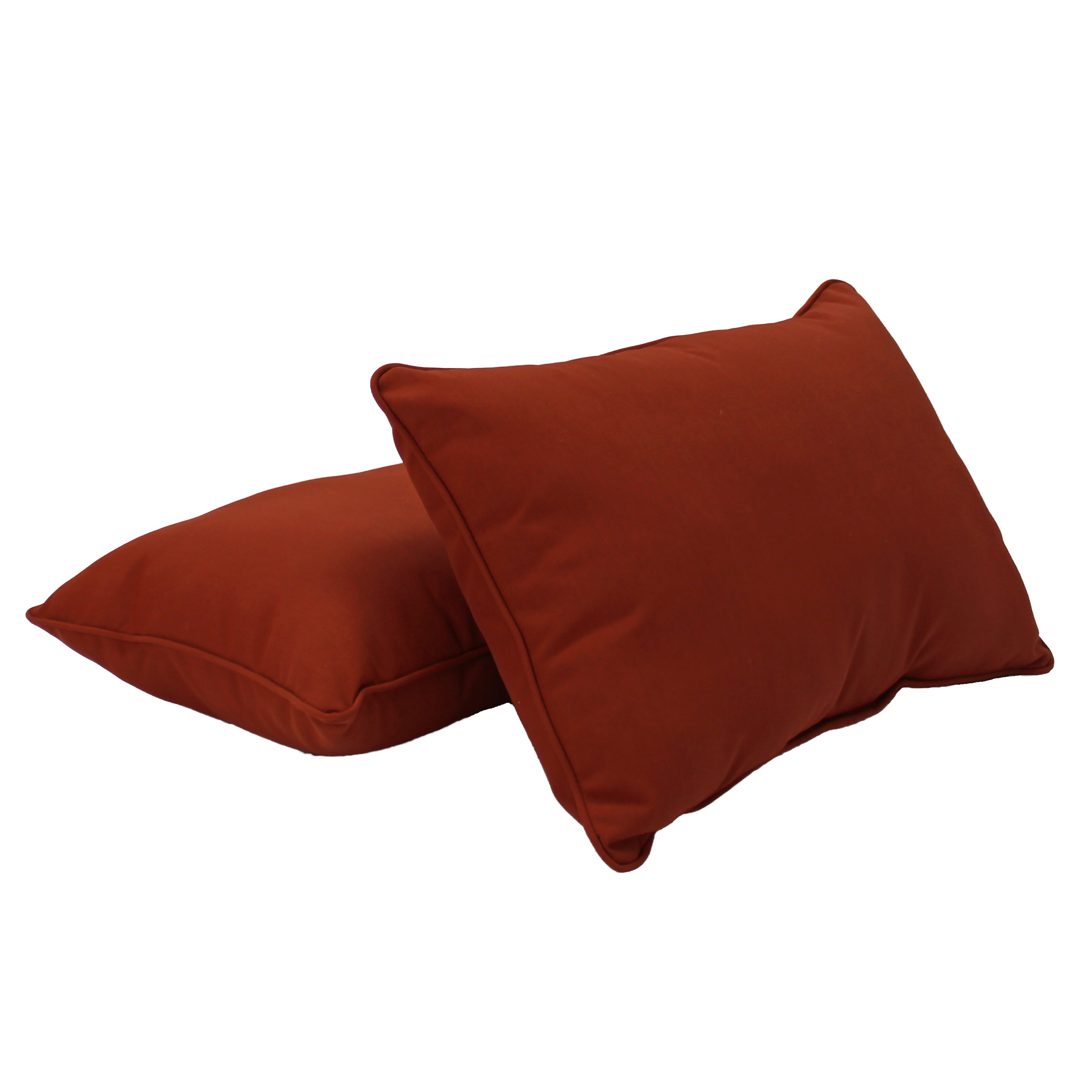 Presidio 16" x 24" Lumbar Indoor/Outdoor Pillow with Piping, 2-Piece - Rust Red