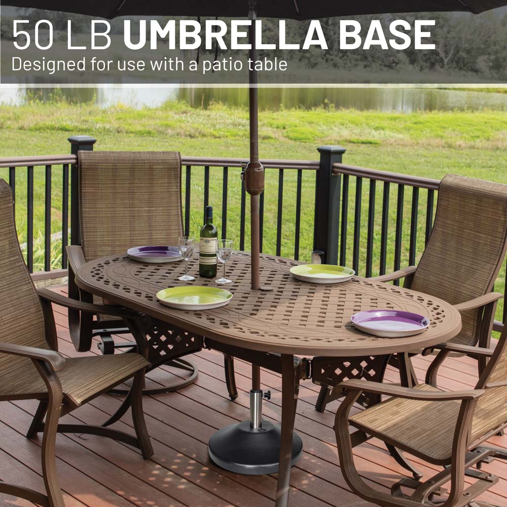 Fillable 50 lb Premium Umbrella Base with Stainless Stem (Black)