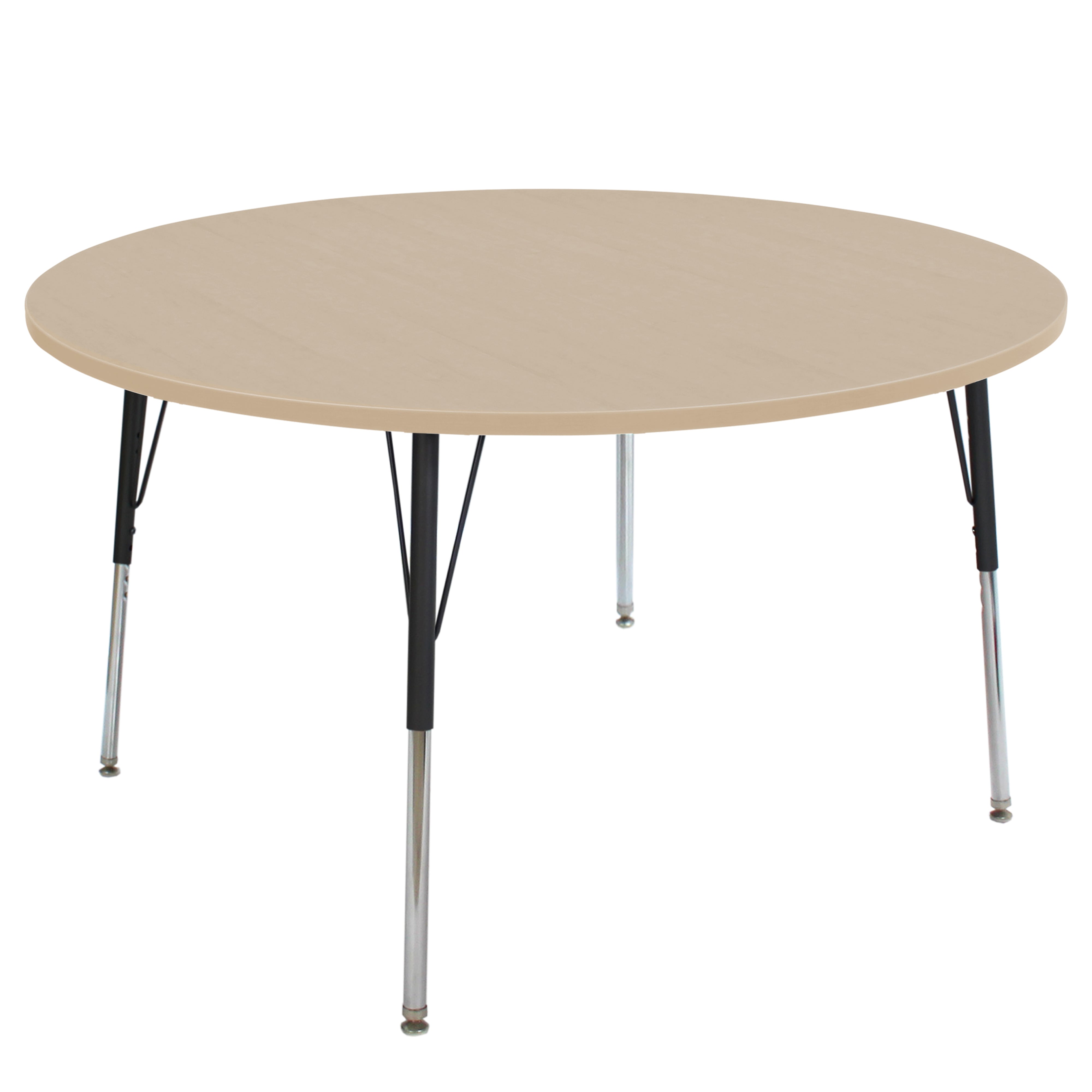 48" Round La Madera Activity Table with Standard Legs - Maple Grain/Black