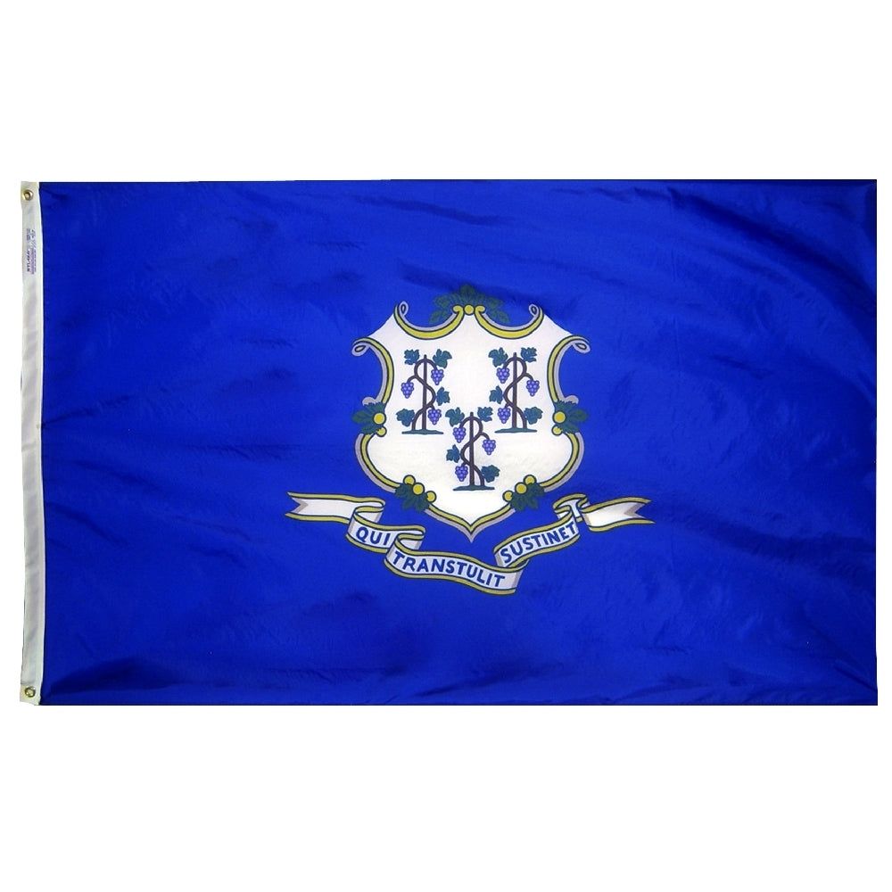 Connecticut State Flag 3x5 ft. Nylon SolarGuard Nyl-Glo 100% Made in USA to Official State Design Specifications.