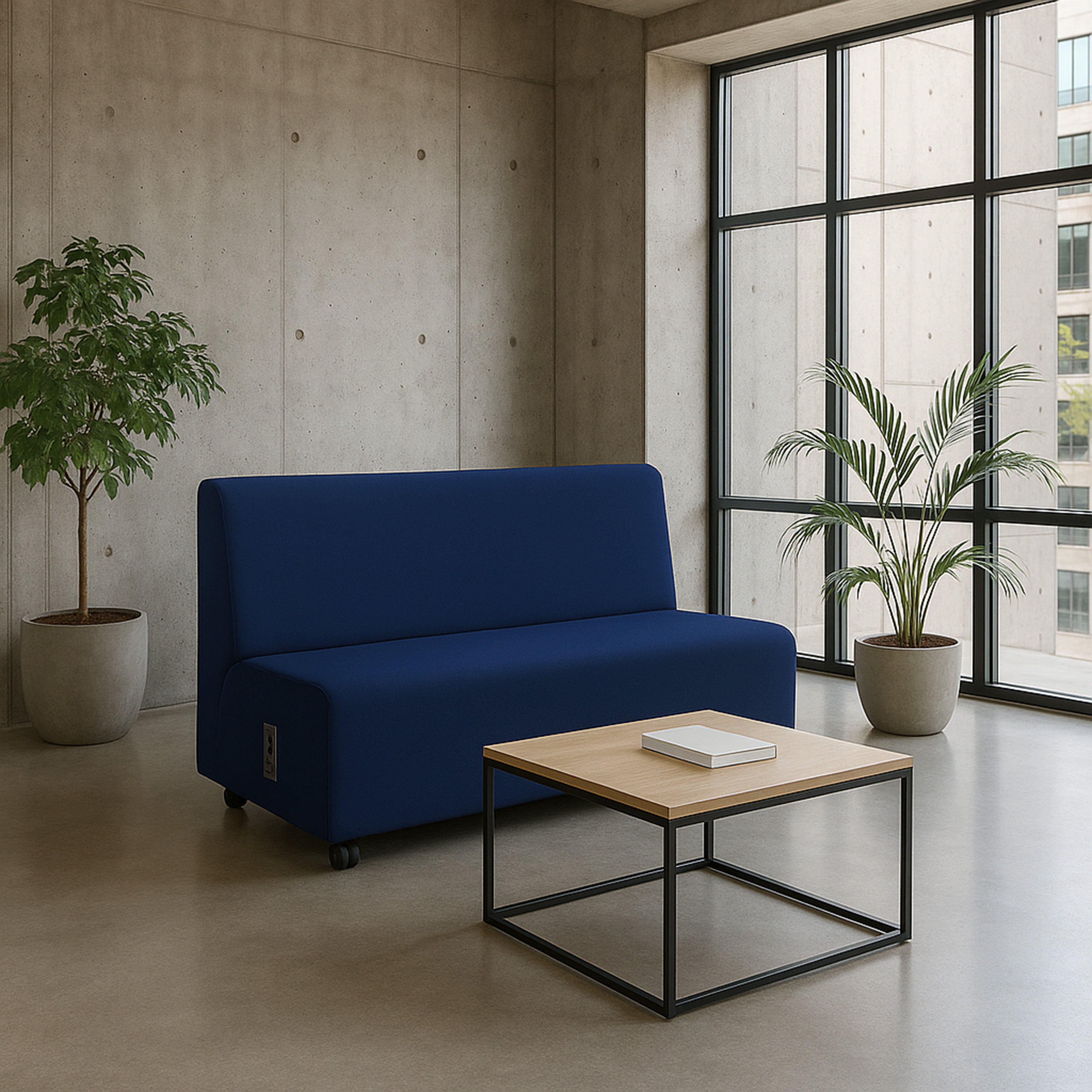 Pro Series Upholstered Armless Mobile Sofa with Tech Panel - Navy