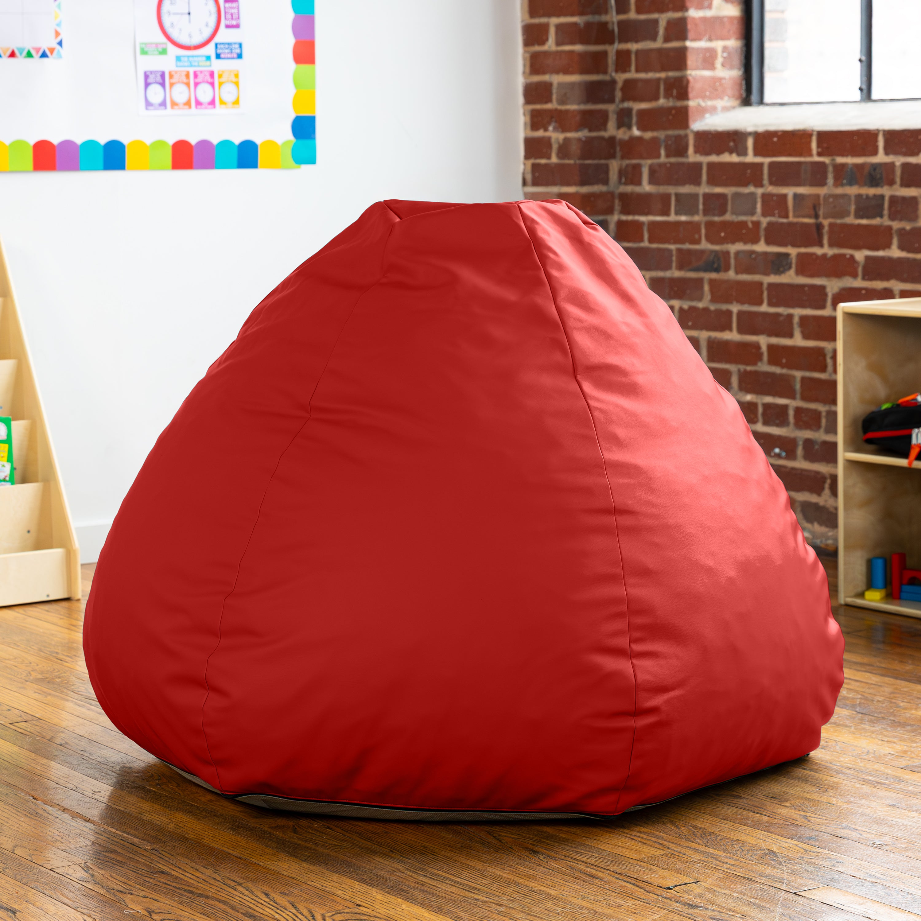 Jaxx Gumdrop Commercial Grade Bean Bag for Educational Environments, Large Size - Premium Vinyl - Red