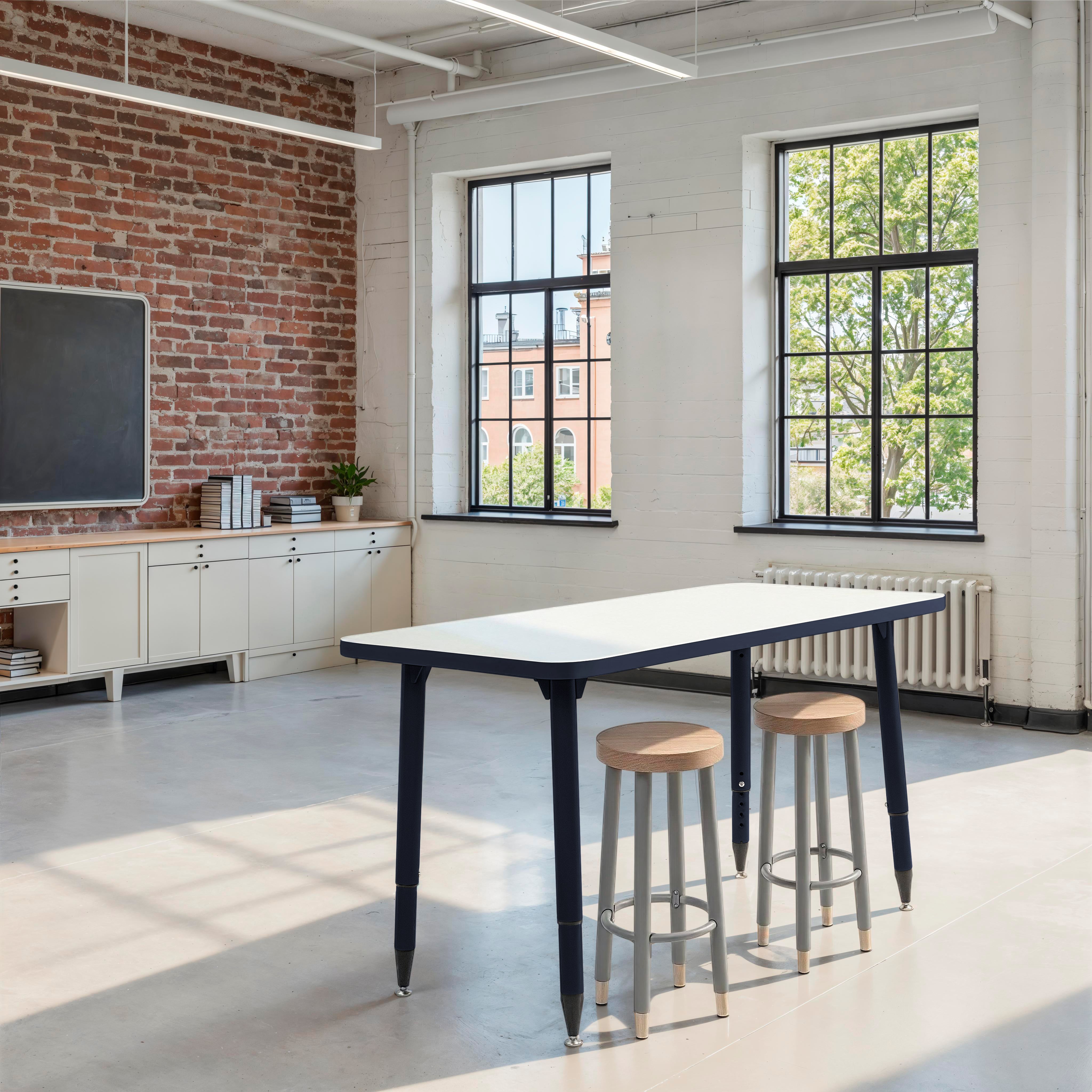 Adapte 24" x 48" Rectangle Dry-Erase Activity Table with Adjustable Tapered Legs - Whiteboard/Navy