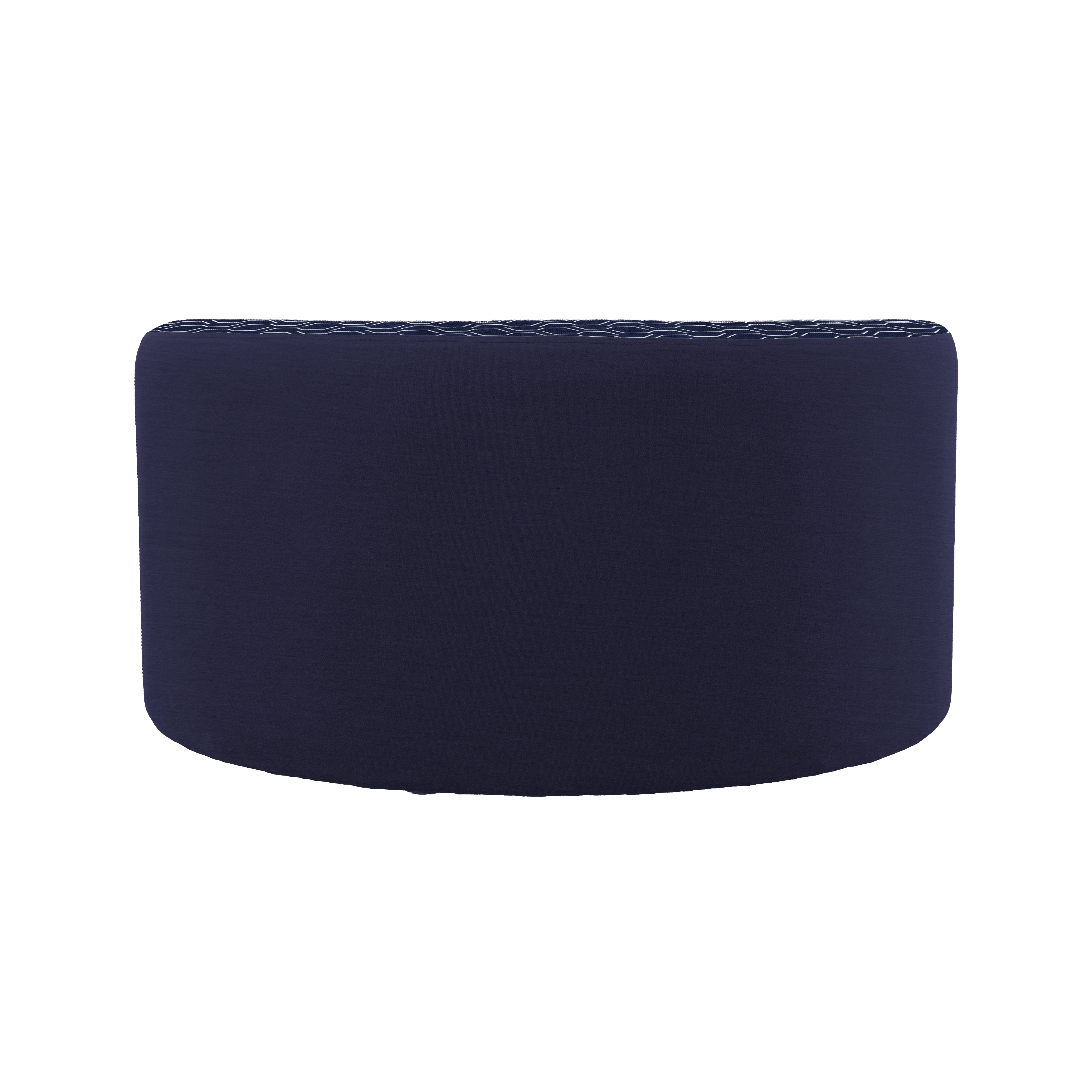 Outdoor 36" Round Ottoman with Sunbrella, 18" H - Adaptation Indigo/Canvas Navy